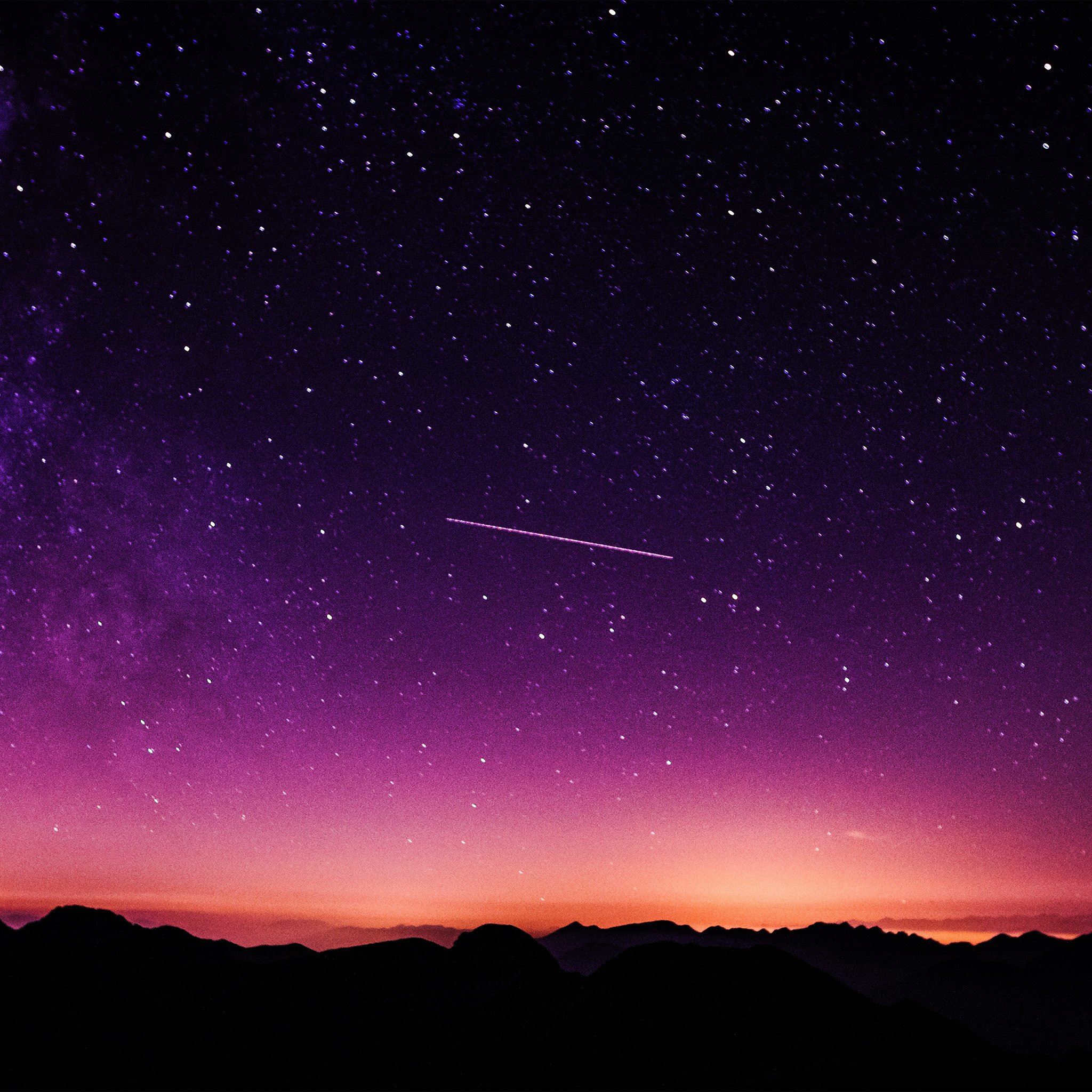 Star Galaxy Night Sky Mountain Purple Red Nature Space iPad Air Wallpaper Free Download
