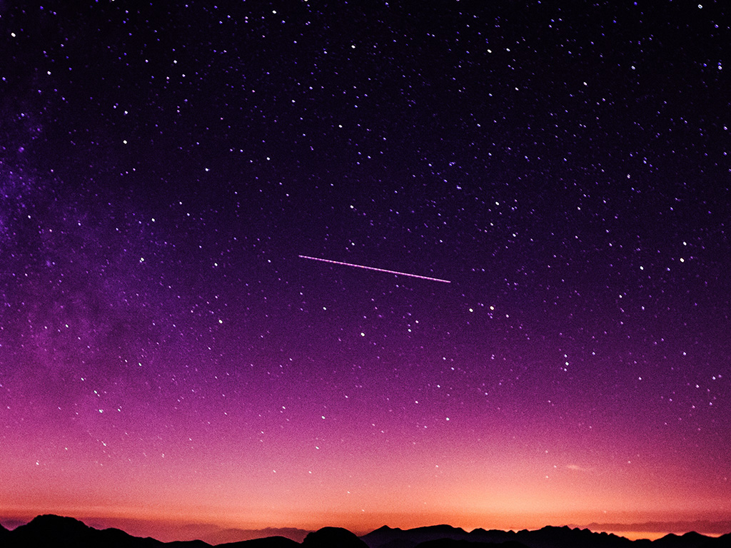 Star Galaxy Night Sky Mountain Purple Red Nature Space Wallpaper
