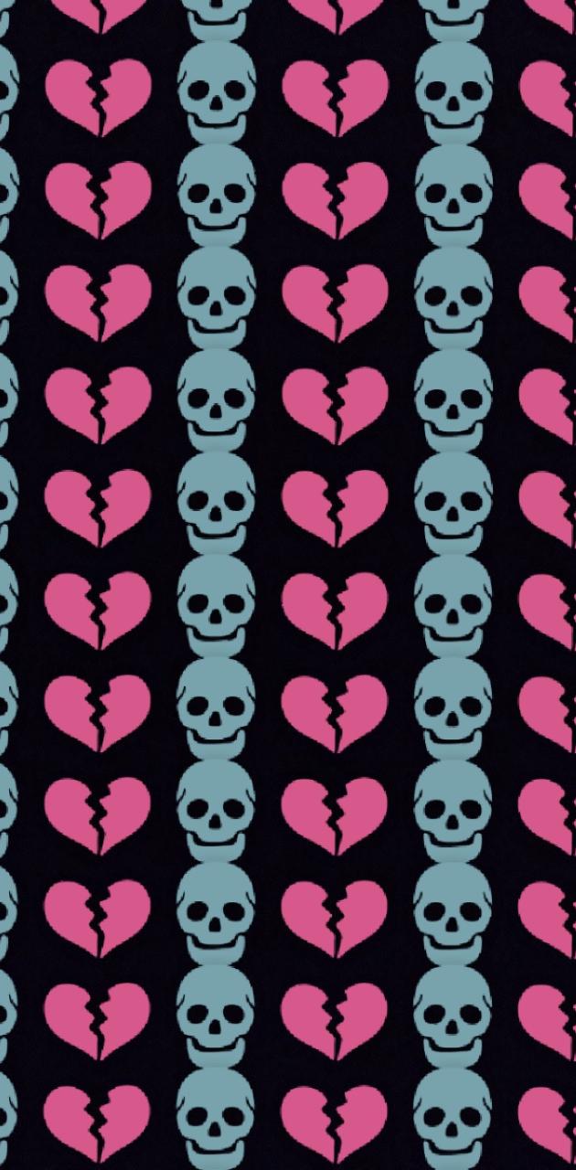 Broken heart skull wallpaper