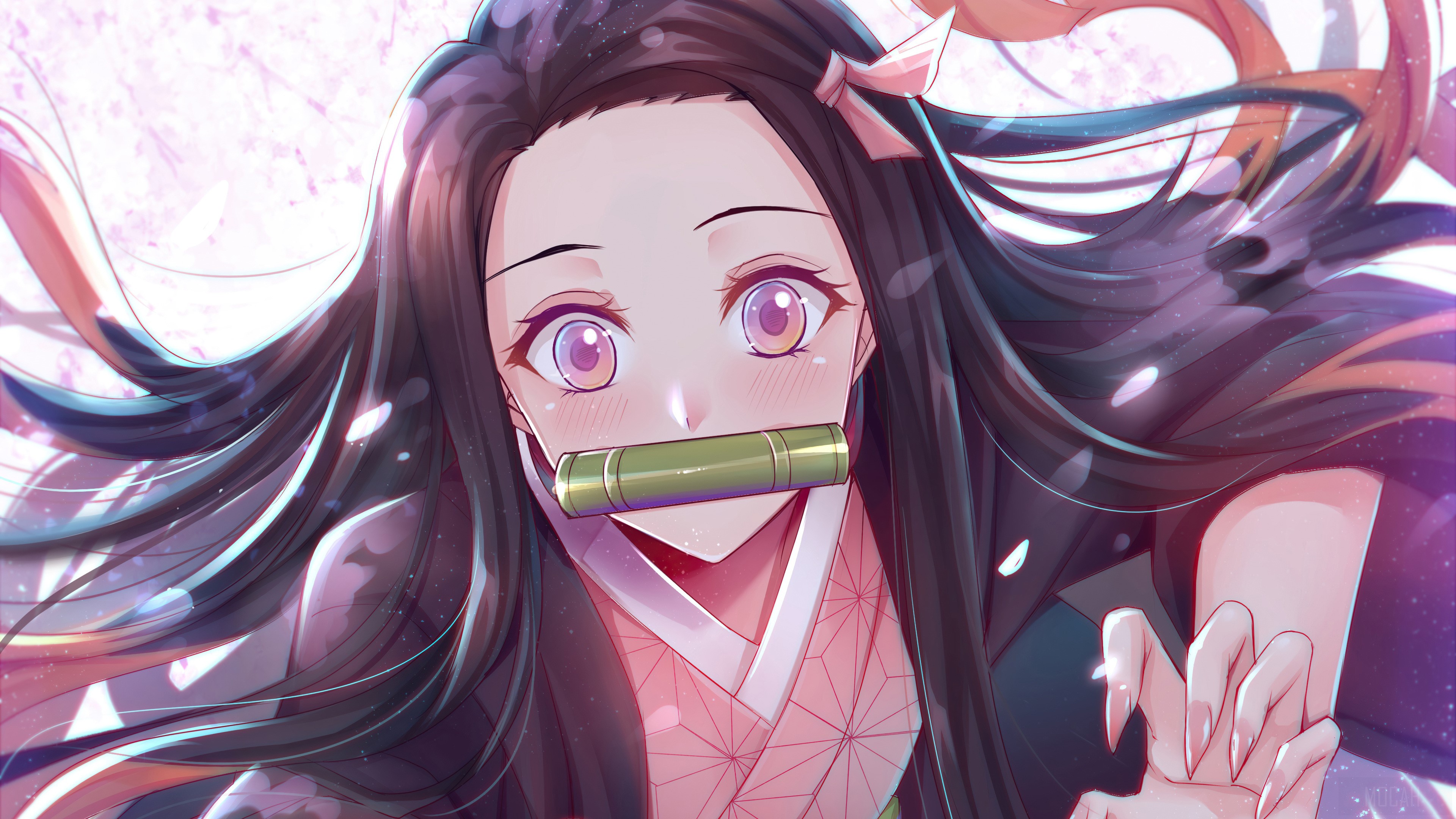 Demon Slayer Kimetsu no Yaiba, Anime, 鬼滅の刃, Nezuko Kamado 4k Gallery HD Wallpaper