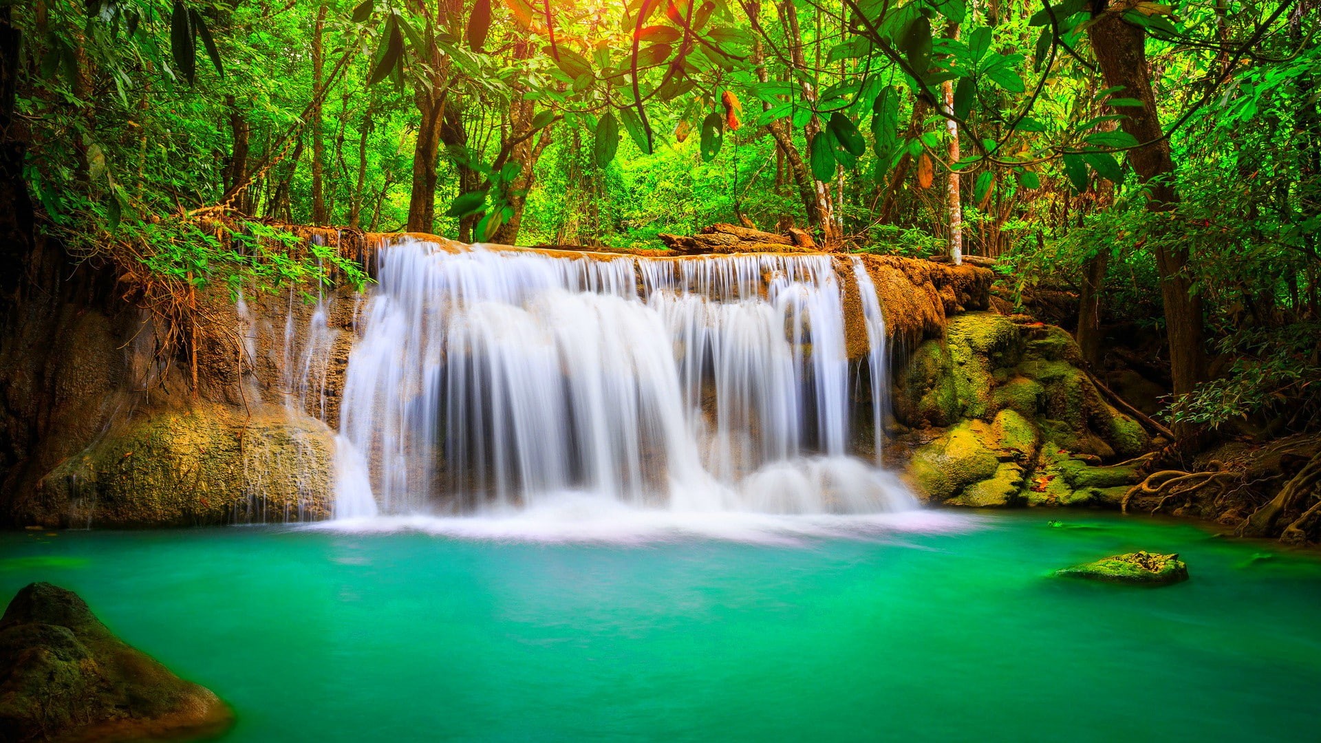Wallpaper / uhd, k, water, blue, forest, 1080P, phones, mobile, tablet, background, android, trees, nature, waterfall, wonderful, green, tropical free download