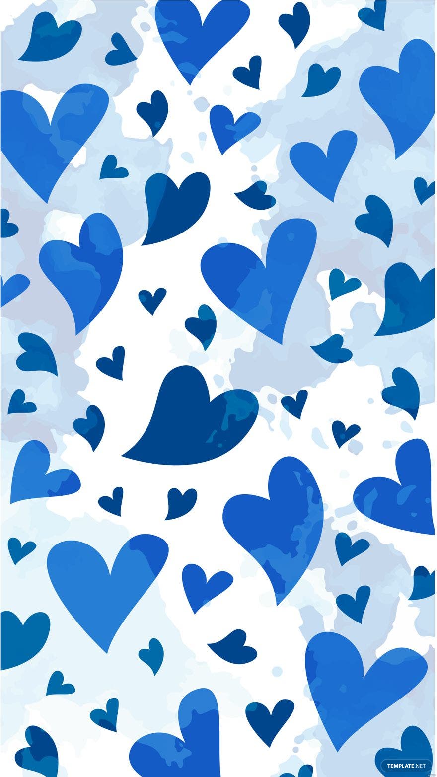 Free Watercolor Blue Heart Background, Illustrator, JPG, SVG
