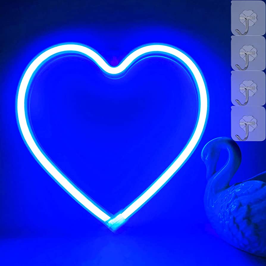 Amazon.com, VIFULIN Heart Shaped Lights Blue Heart Neon Light Valentine Heart Lights, Heart Lights Plug In Valentines Led Lights, Hanging Heart Sign Heart Window Light, USB Battery Operated Heart Lights(Blue)