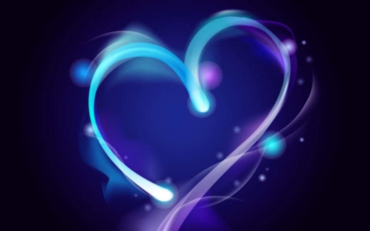 Wallpaper Heart, Blue, Purple, Light, Love, Background Free Image