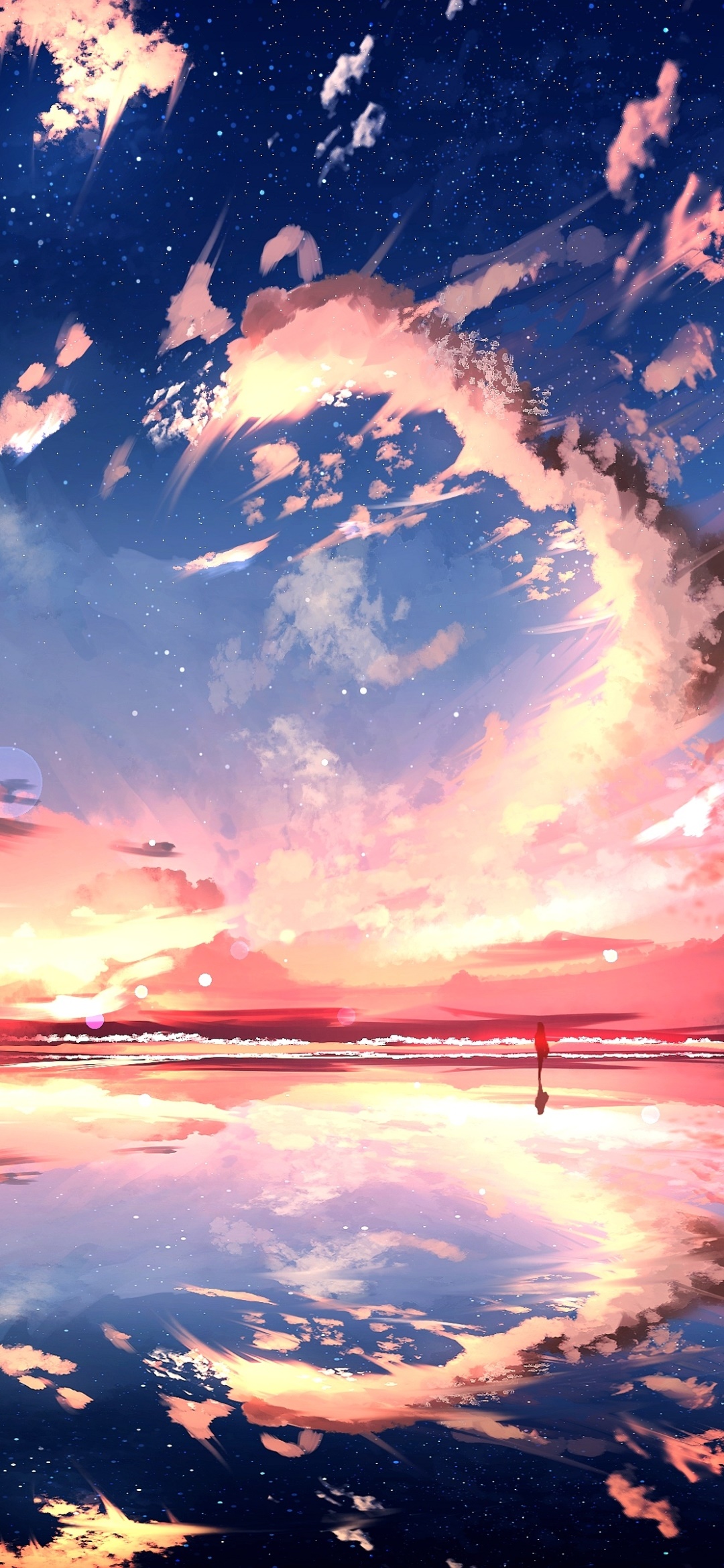 Wallpaper / Anime Sunset Phone Wallpaper, Sky, 1080x2340 free download