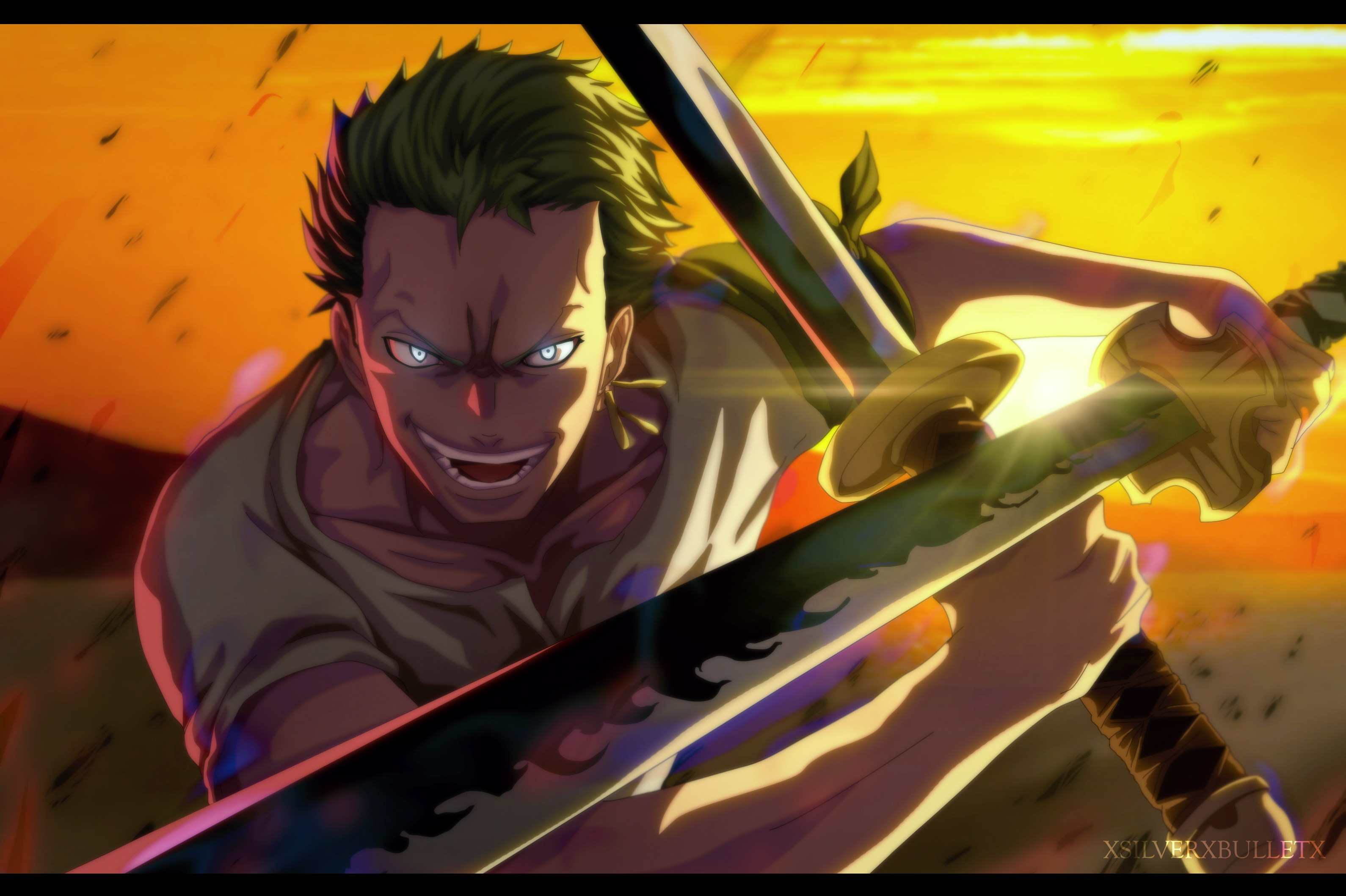 Wallpaper / One Piece, Roronoa Zoro, katana, green hair free download