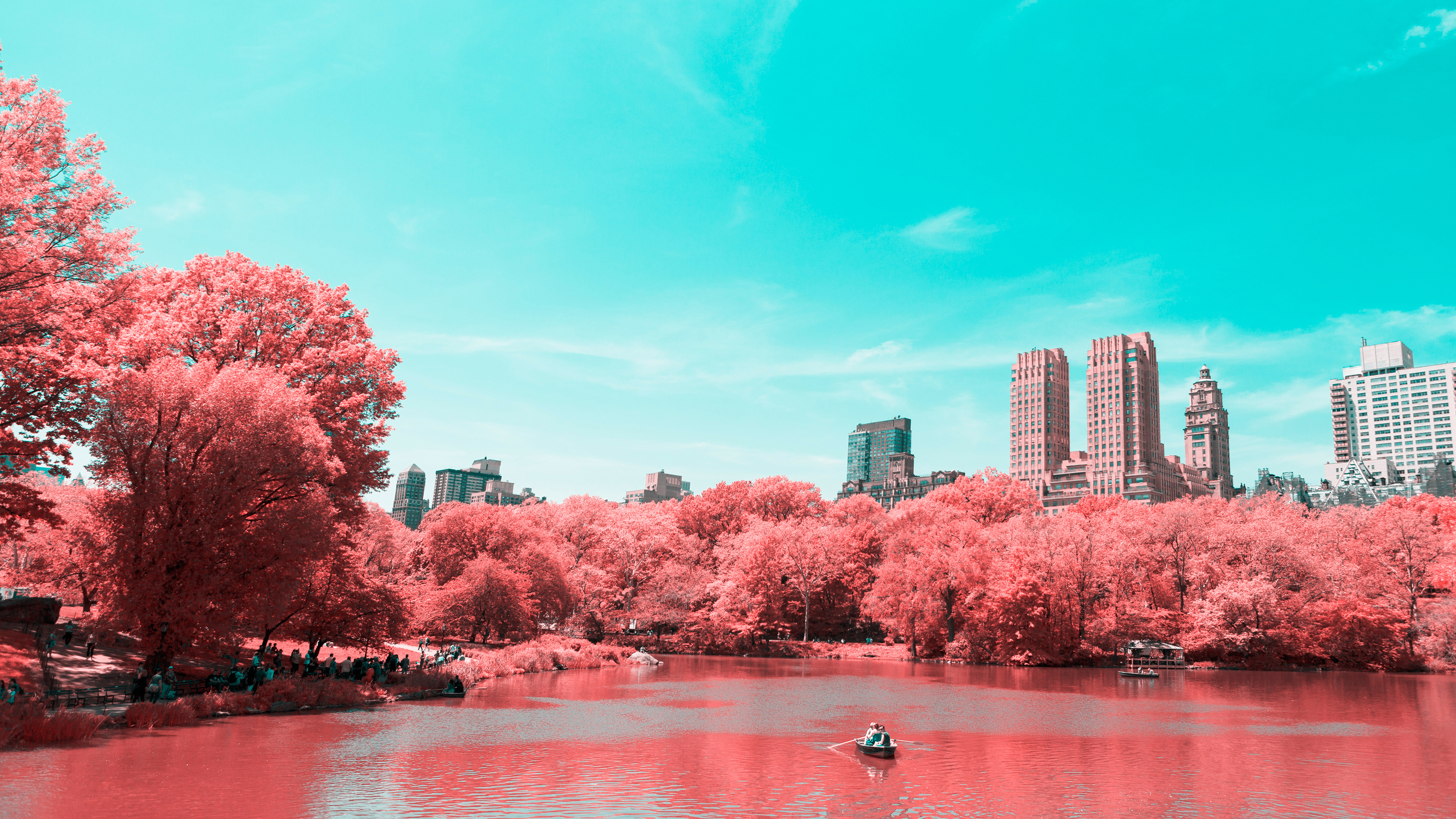 New York City, Infrared, 4K, Central Park, Manhattan, Lake Gallery HD Wallpaper