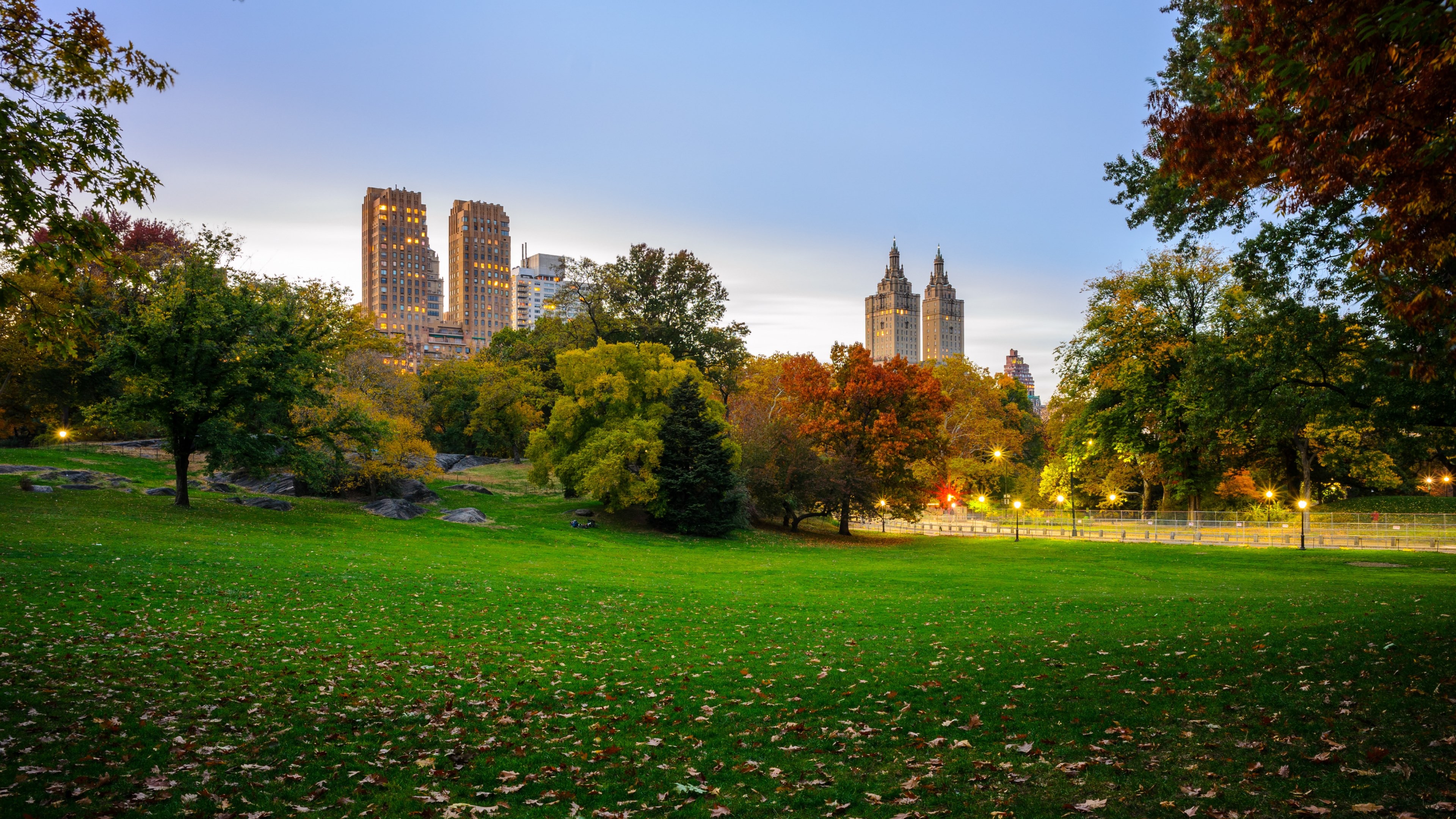 Wallpaper / skyline leafe dusk and central park HD 4k wallpaper free download