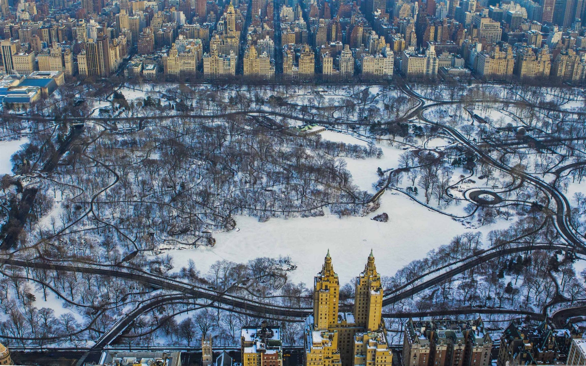 Central Park Winter Aerial MacBook Pro Wallpaper Download