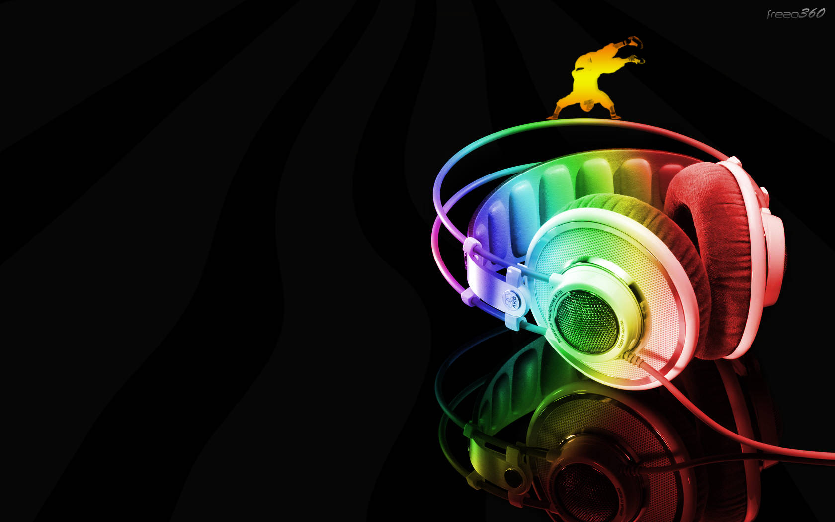 Download Cute Music Rainbow Neon Headphones Wallpaper