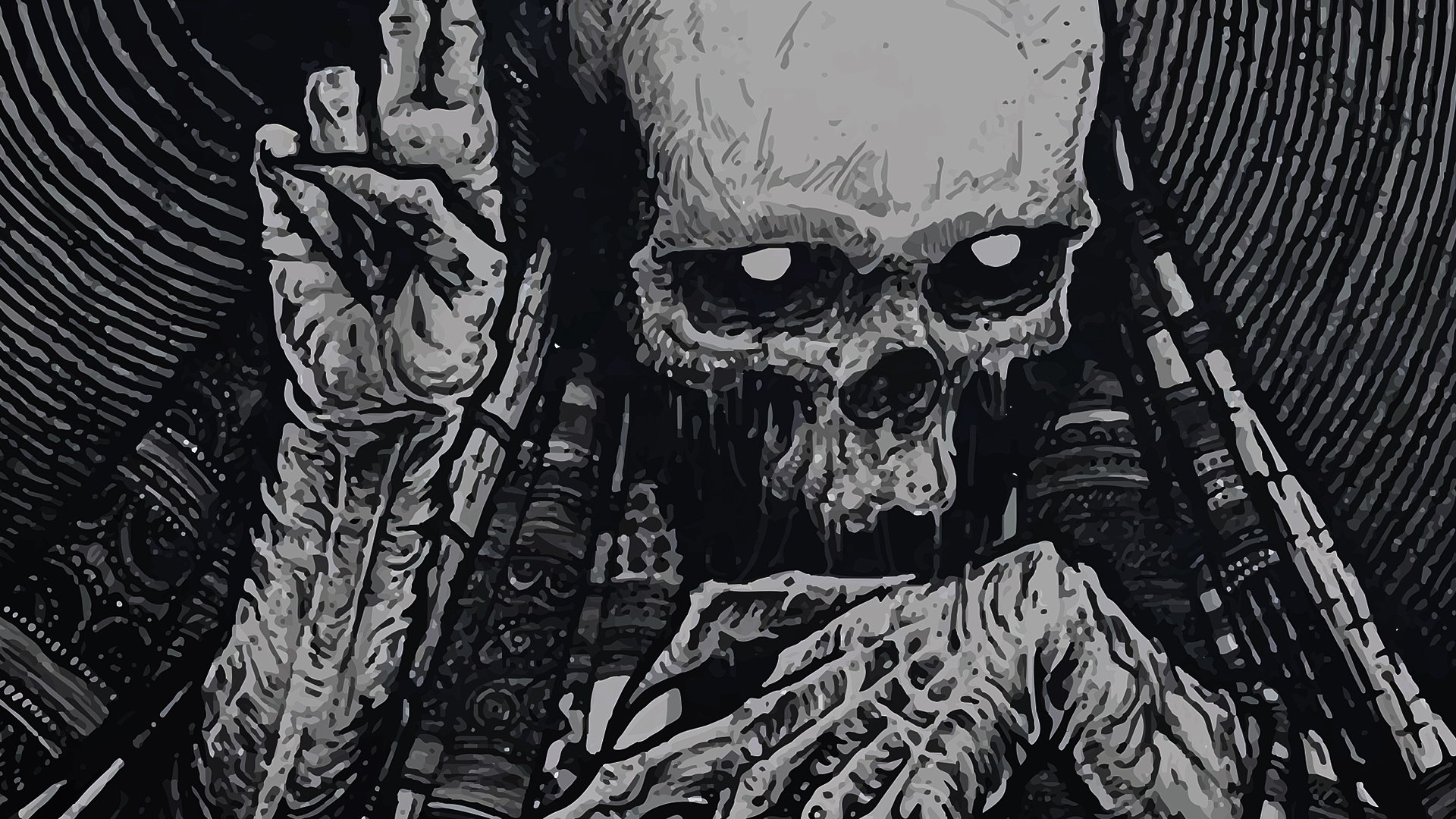 1920x1080 creepy, dark, demon, fantast, halloween, horror, occult, scary, skeleton, skull, spooky Gallery HD Wallpaper