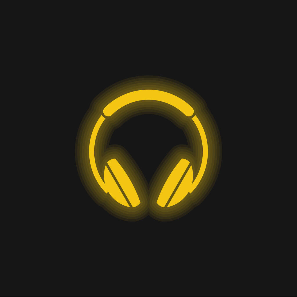 Big Headphones Yellow Glowing Neon Icon Free Stock Vector Graphic Image