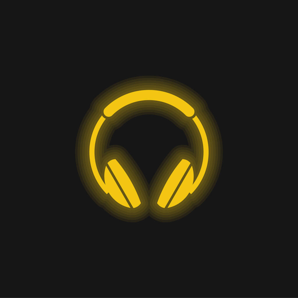 Big Headphones Yellow Glowing Neon Icon Free Stock Vector Graphic Image