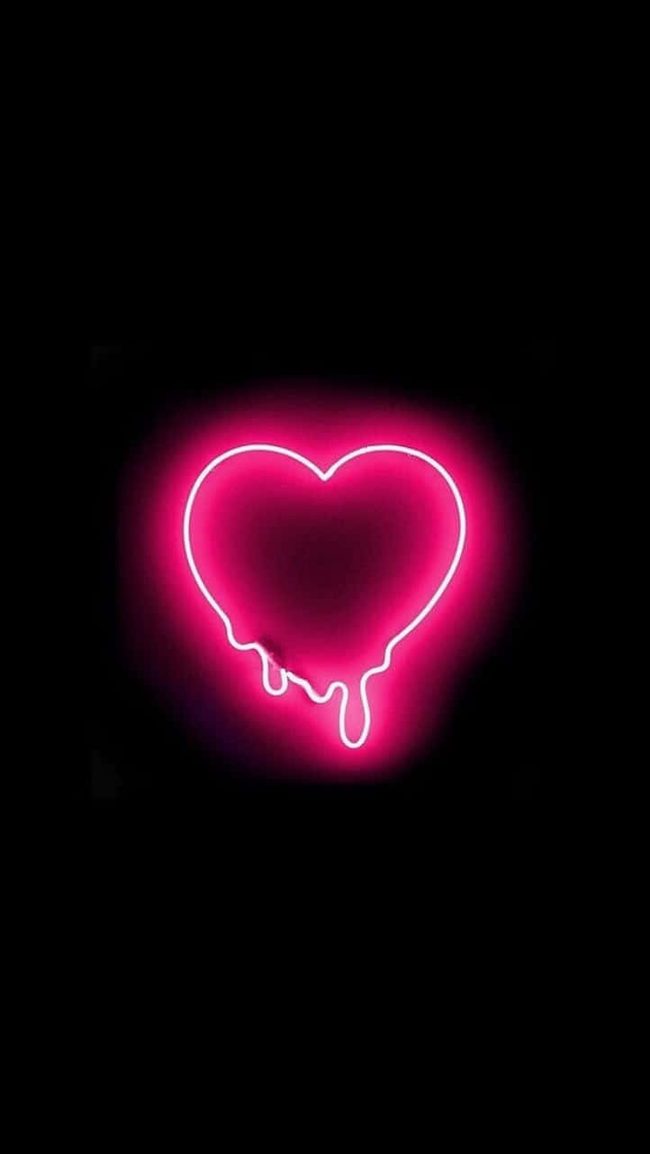 Download Simple Melted Pink Neon Heart Wallpaper