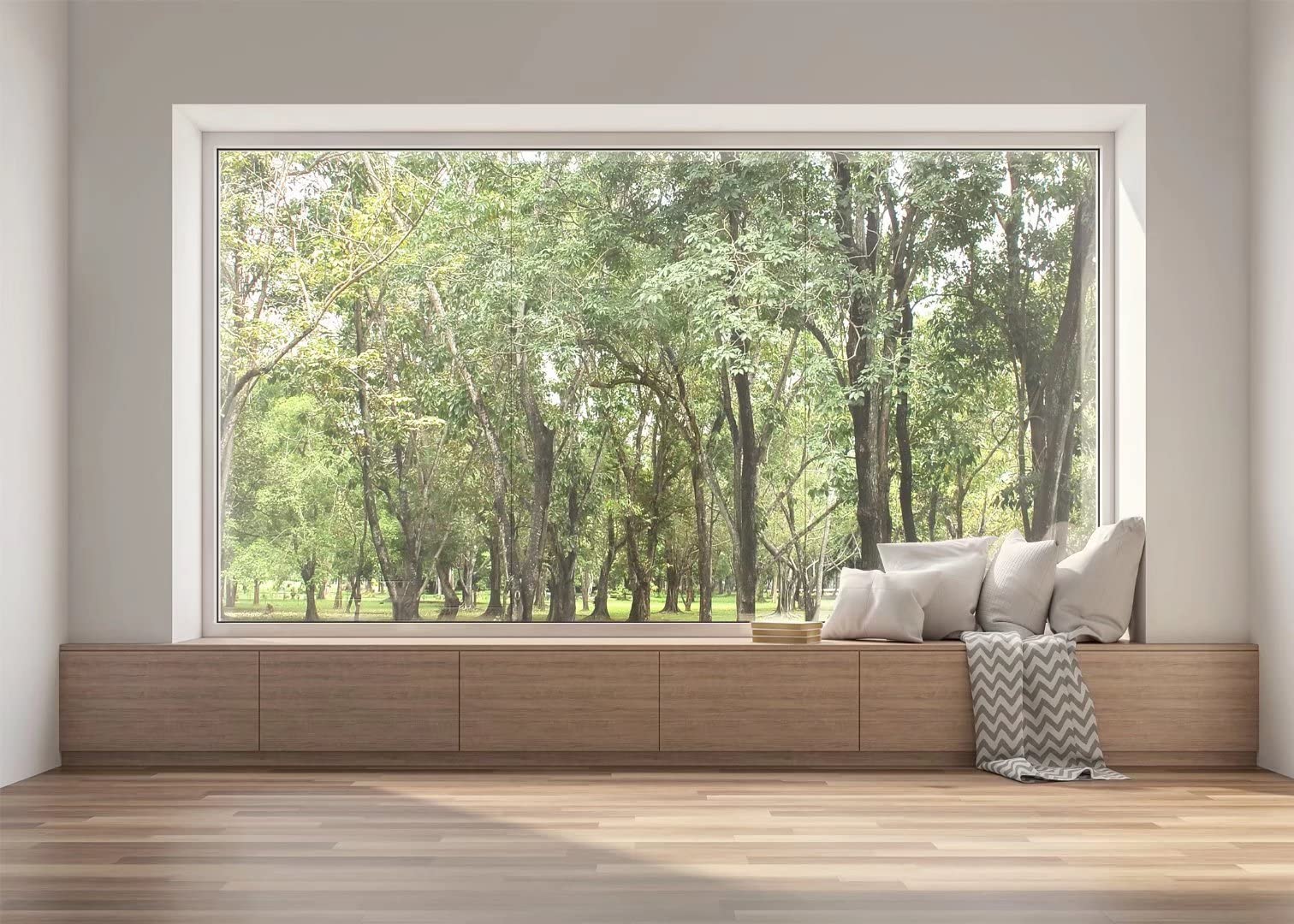 Amazon.com, BELECO 5x3ft Fabric Window Backdrop Room Interior Large Window View Green Forest Trees Natural Scenery Photography Background Wallpaper Home Decor Zoom Meeting Video Conference YouTube Photo Props