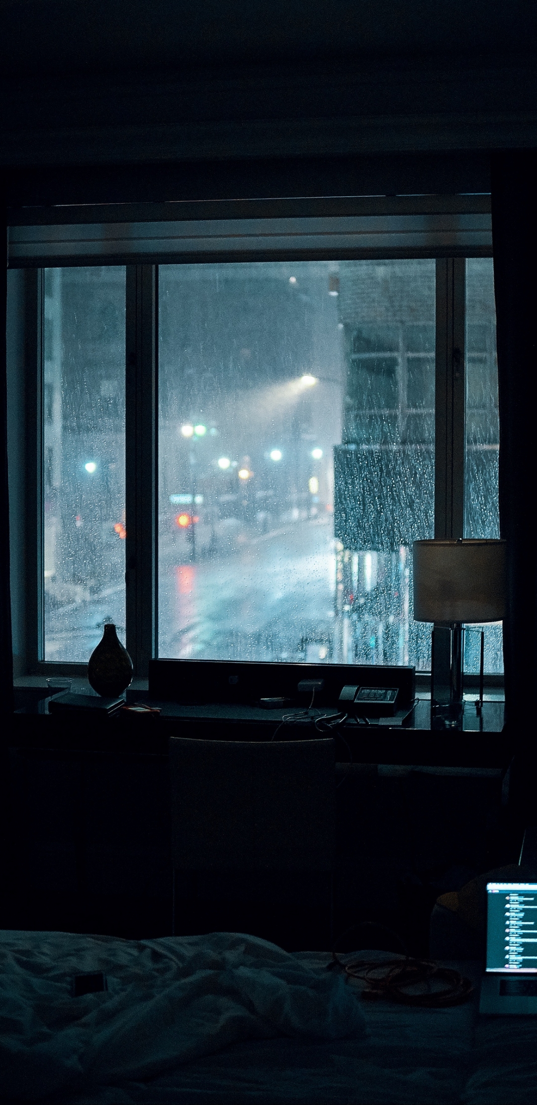 Wallpaper Bedroom Rainy Night Aesthetic, Aesthetics, Rain, Window, Fixture, Background Free Image