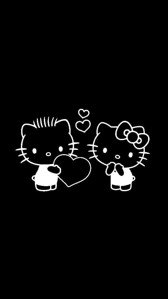 hello kitty face black background