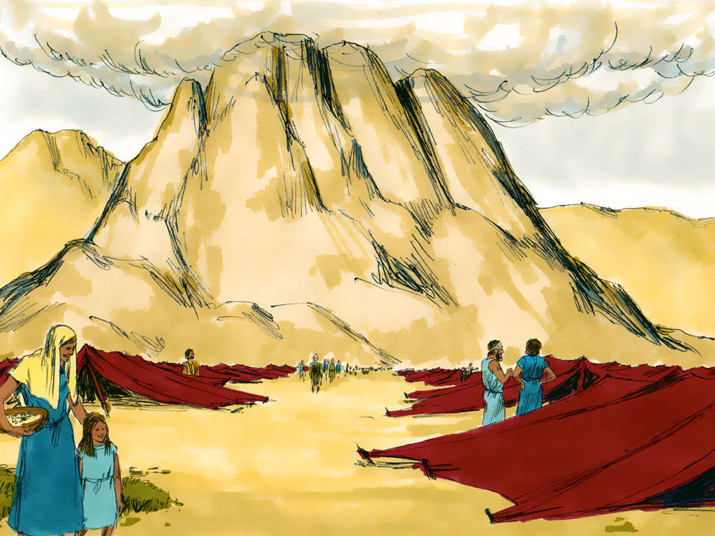 FreeBibleimage - Moses at Mount Sinai - Moses receives 10 Commandments and other laws from God (Exodus 19)
