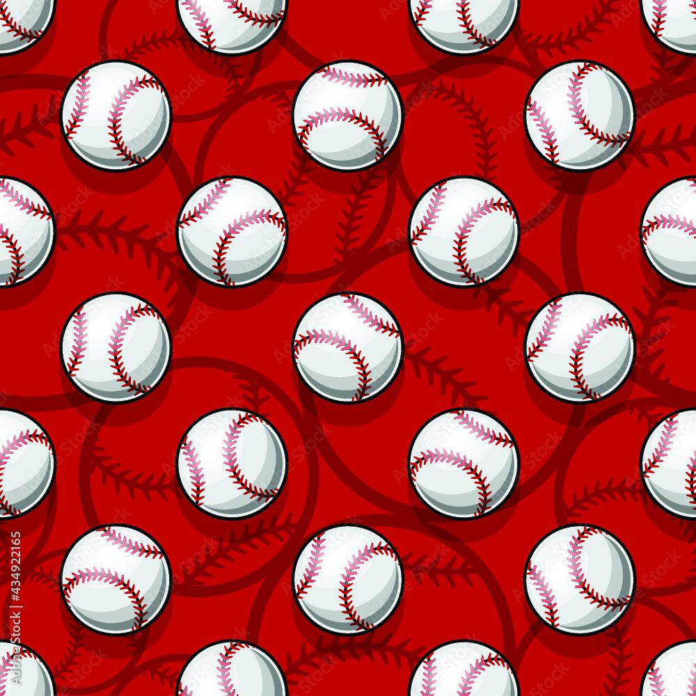 Baseball softball ball seamless pattern vector graphics. Ideal for wallpaper, packaging, fabric, textile, wrapping paper design and any kind of decoration Stock Vector