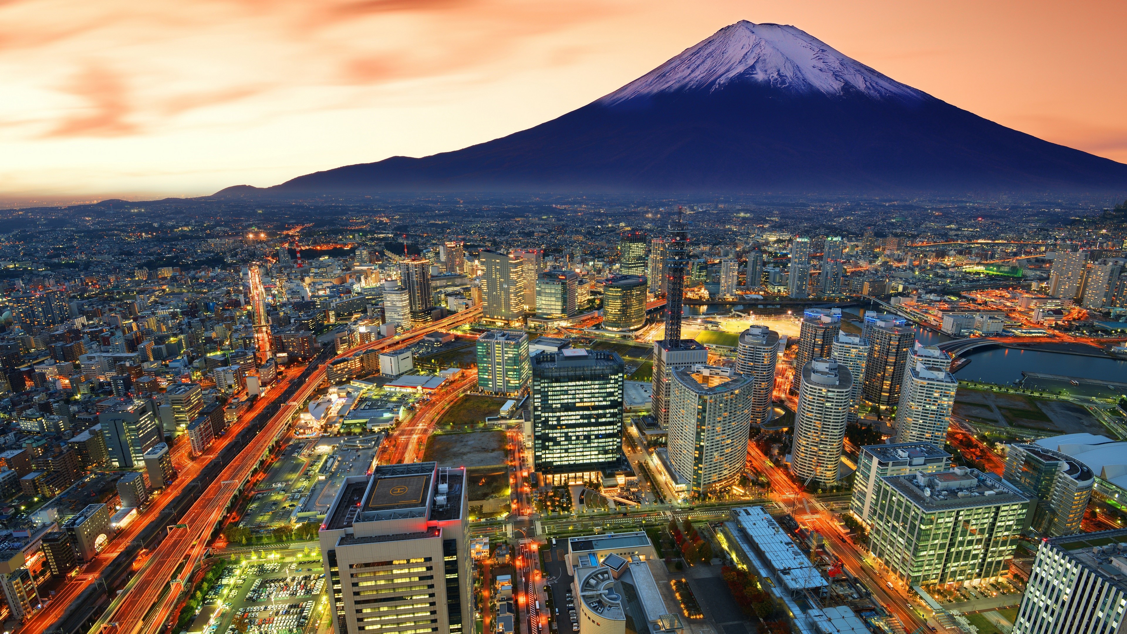 Building, City, Cityscape, Japan, Mount Fuji, Skyscraper, Yokohama 4k Gallery HD Wallpaper