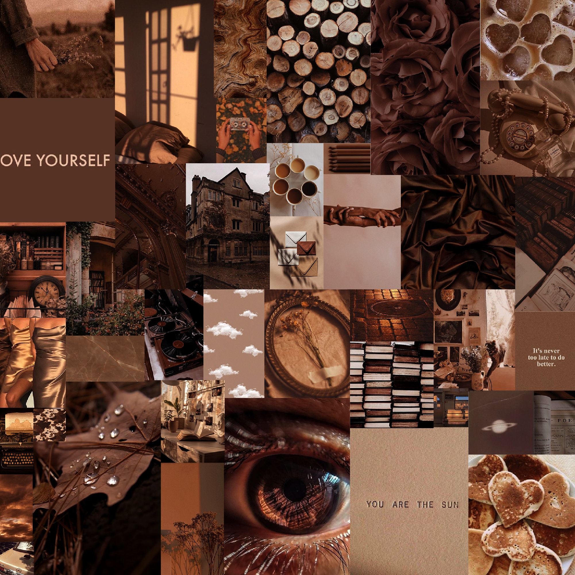 Brown Aesthetic Collage Desktop Wallpaper Art Collage