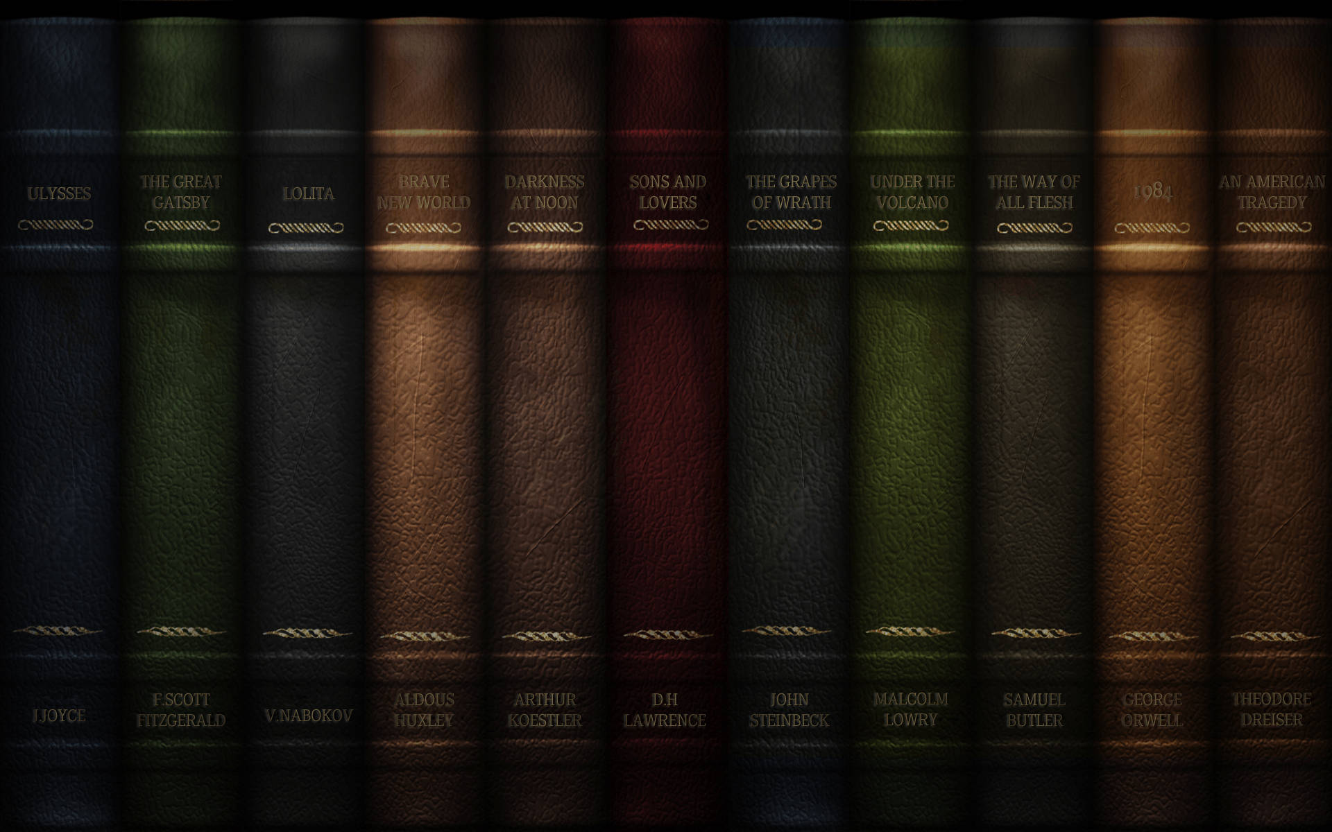 Download Arranged Old Book Cover Dark Wallpaper