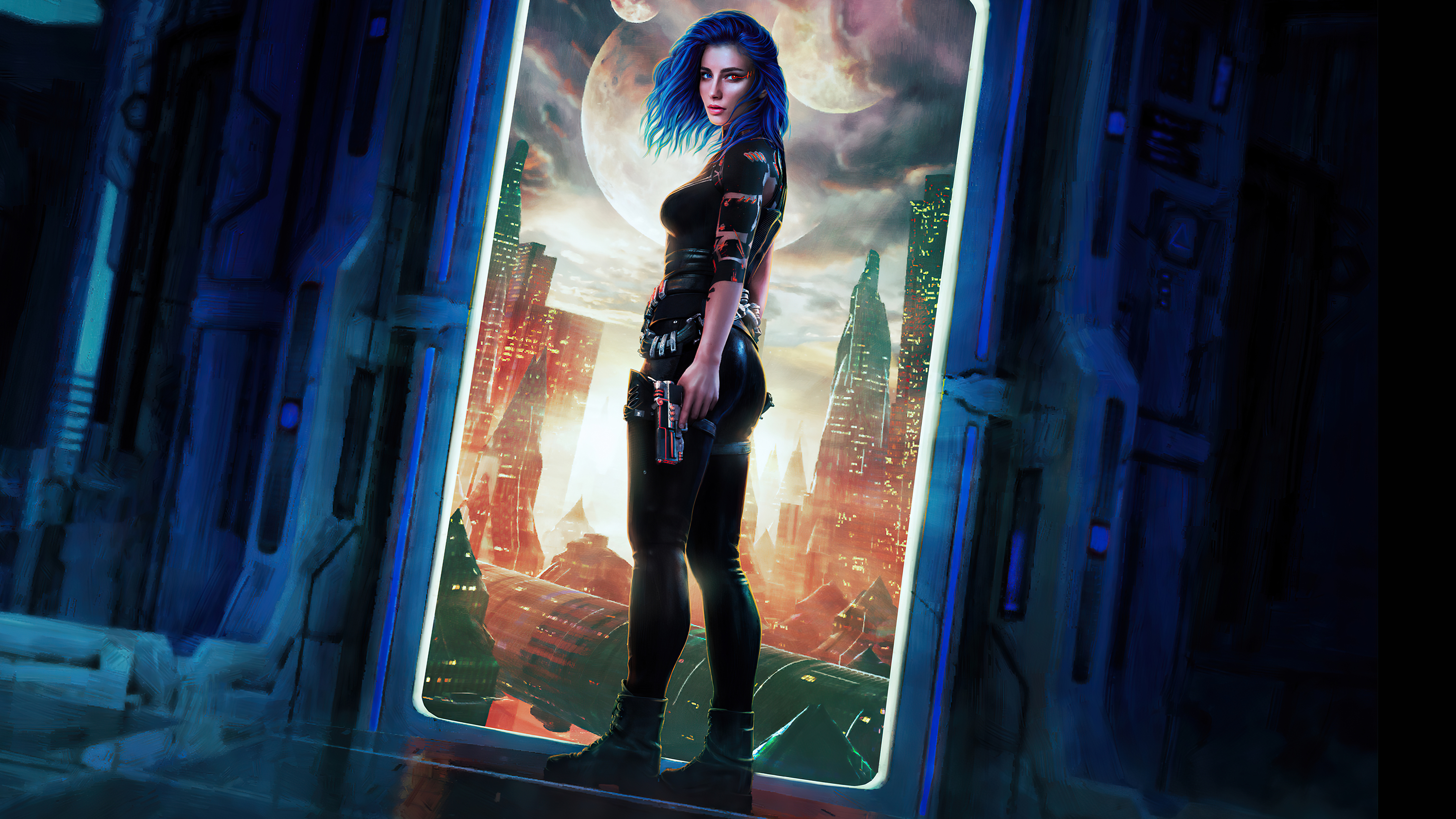 Wallpaper Sci fi Woman Warrior, Science Fiction, Fantasy, Art, Fiction, Background Free Image