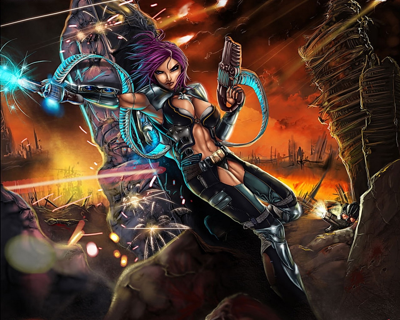 Mobile wallpaper: Sci Fi, Battle, Women Warrior, Pistol, Girls & Guns, 1438843 download the picture for free