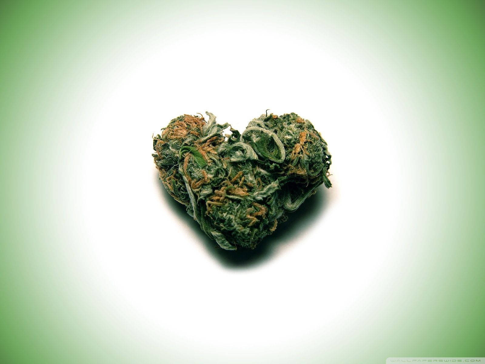 Download Embrace love and luck with this little green weed heart Wallpaper