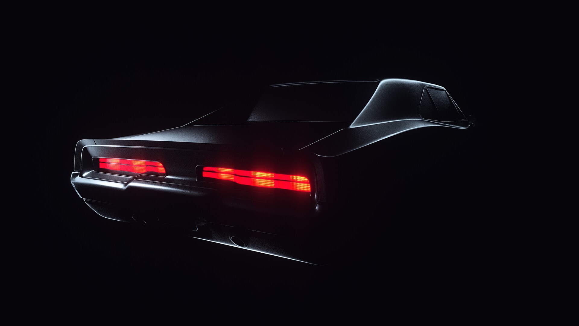 Wallpaper / car, black background, lines, digital art, lights, flashlight, black, shadow, Dodge Charger free download