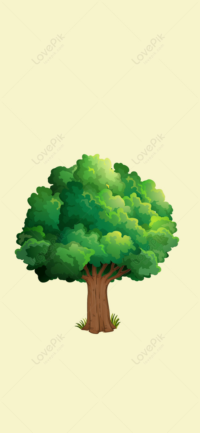 Cartoon Small Tree Mobile Phone Wallpaper Image Free Download