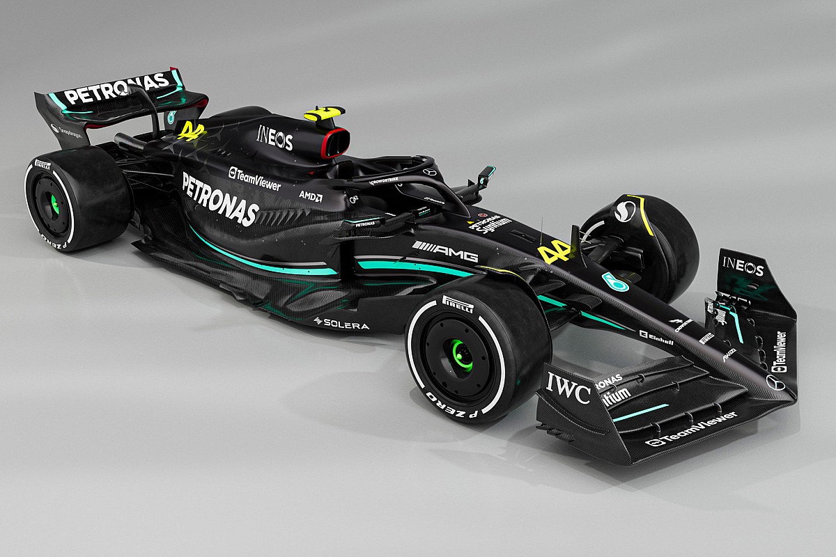 Mercedes returns to black livery as team launches W14 F1 car
