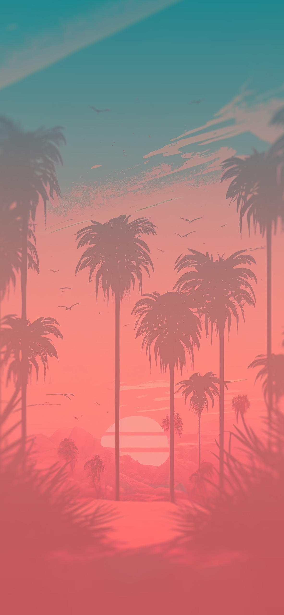 Sunset & Palm Summer Aesthetic Wallpaper