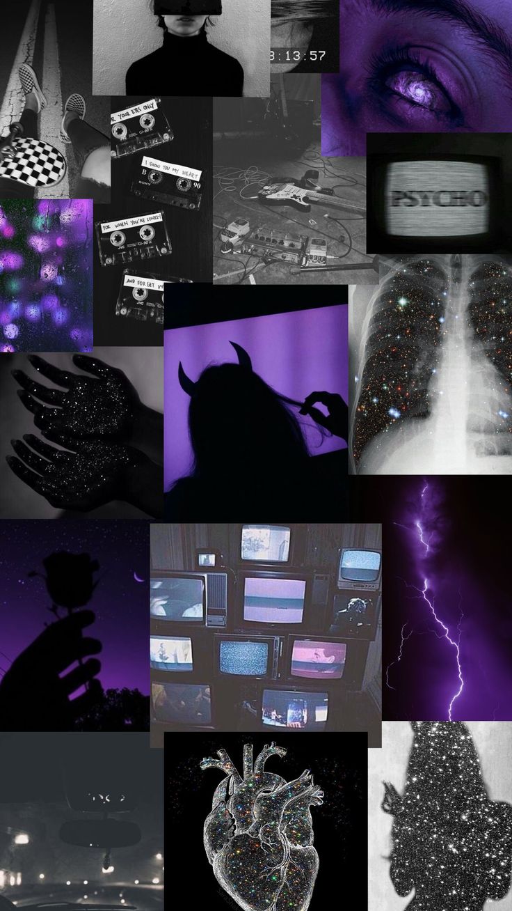 black and purple grunge collage wallpaper. Aesthetic desktop wallpaper, Purple wallpaper iphone, Aesthetic iphone wallpaper