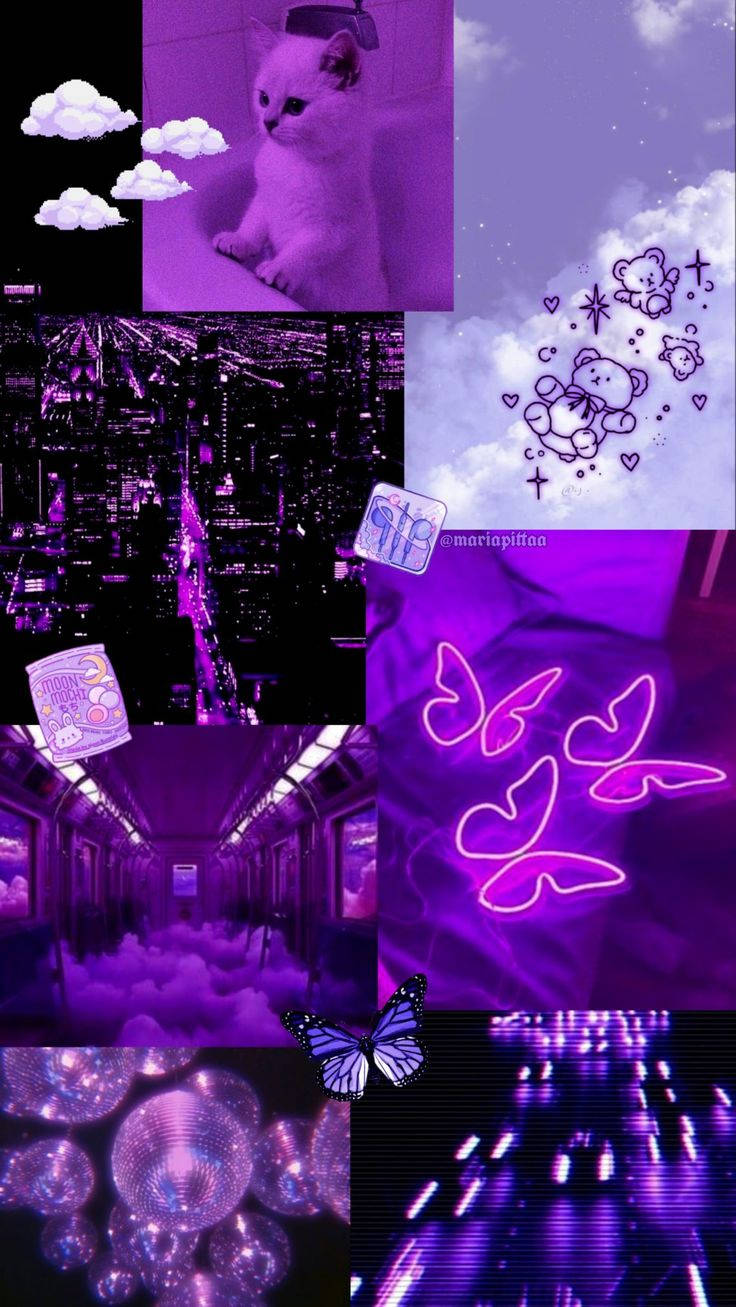 Download Girly Purple And Black Aesthetic Collage Wallpaper