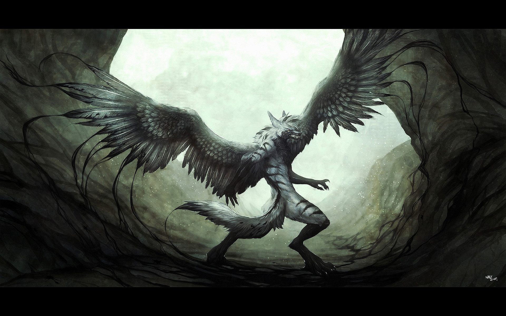 Black Anime Wolf 3 HD Wallpaper