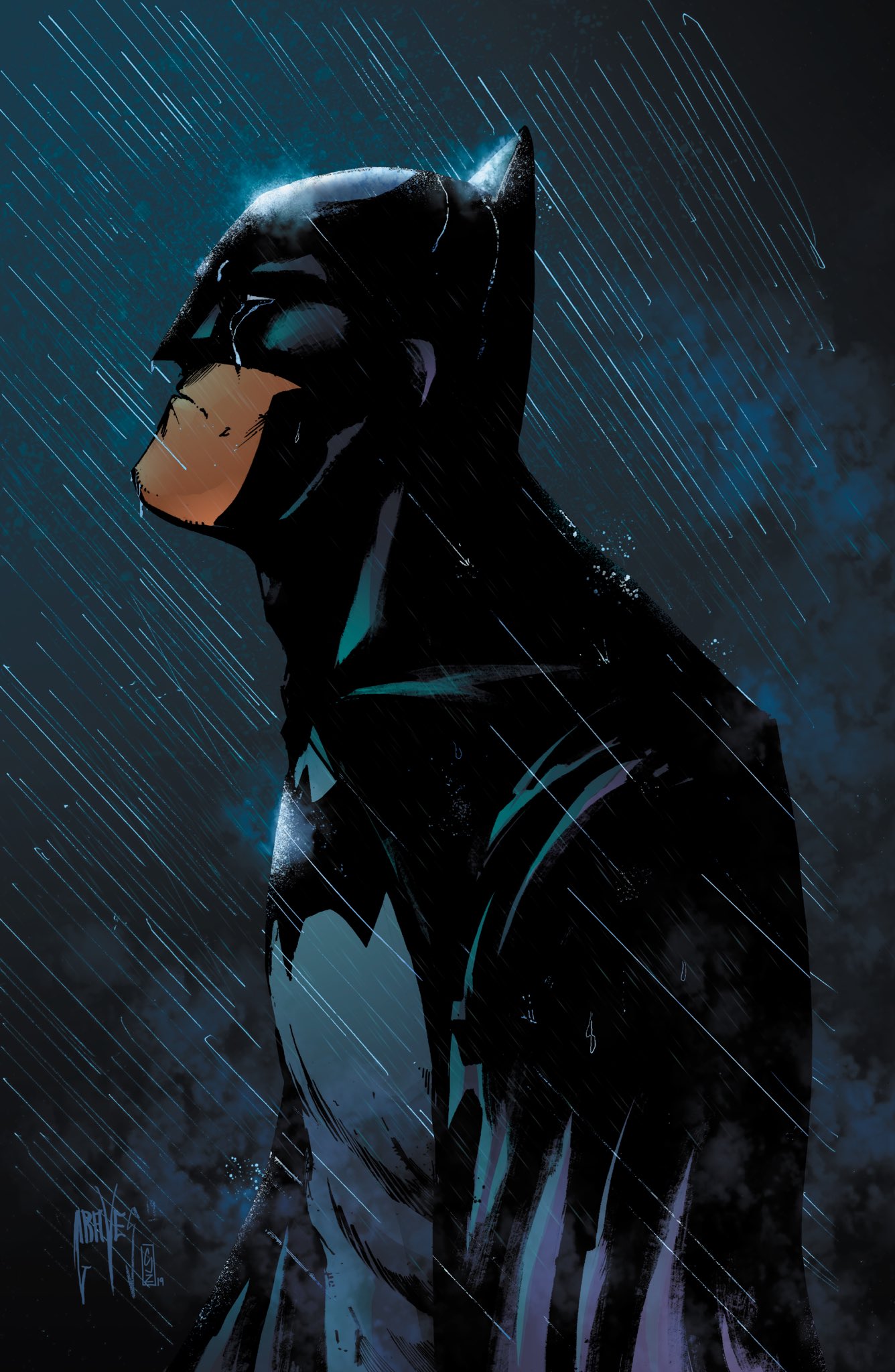 Craig Jacobowitz Batman in the rain. Could be after the wedding. My moody colors over stellar art First real project done back in photohop. Happy Batman Day!! #
