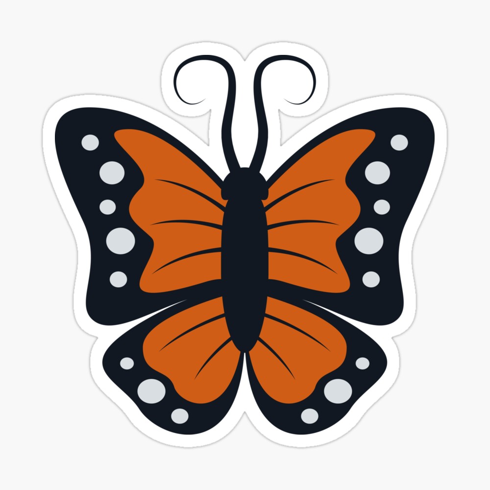 Orange Monarch Butterfly, Flowers, Nature, Cartoon Photographic Print
