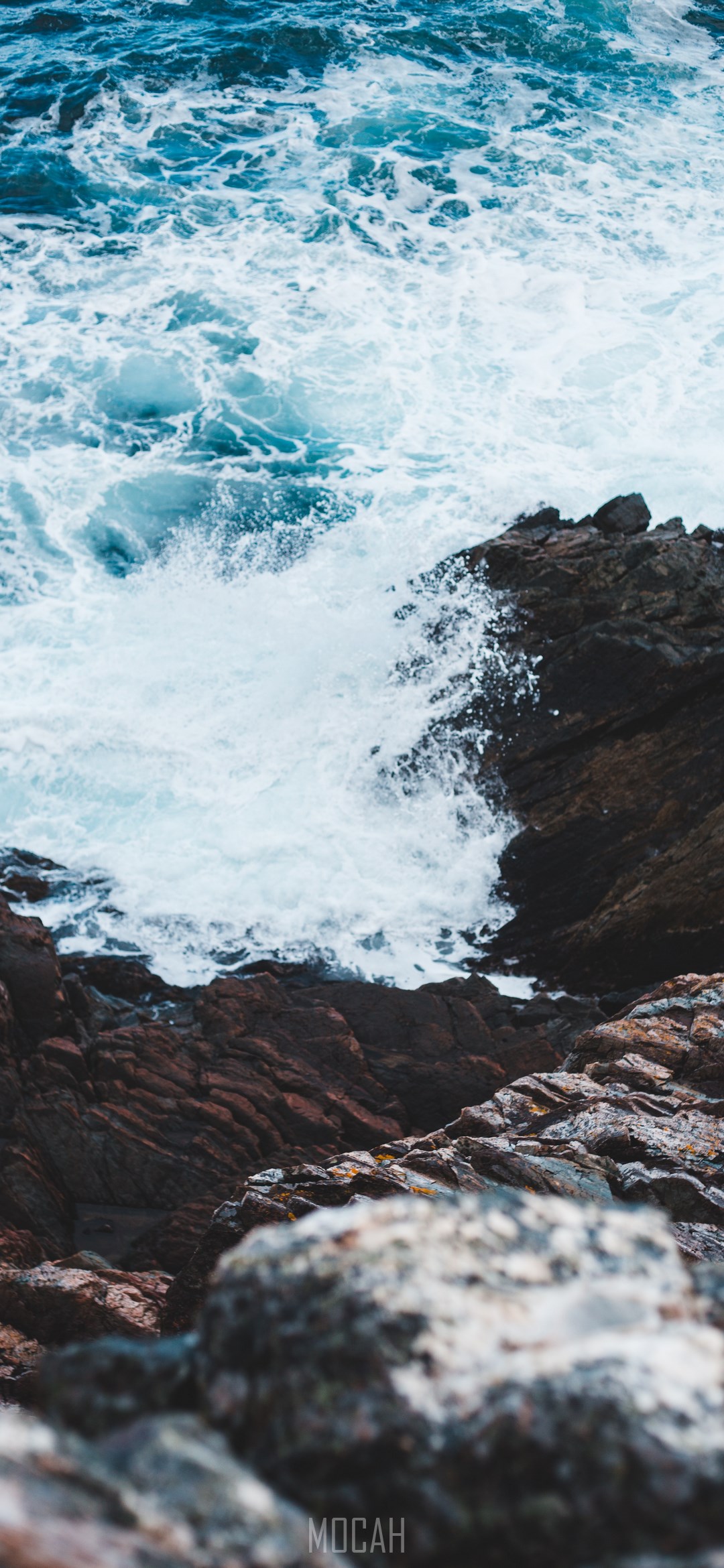 Sea, Water, Wave, Blue, Rock, LG Q61 screensaver hd, 1080x2340 Gallery HD Wallpaper