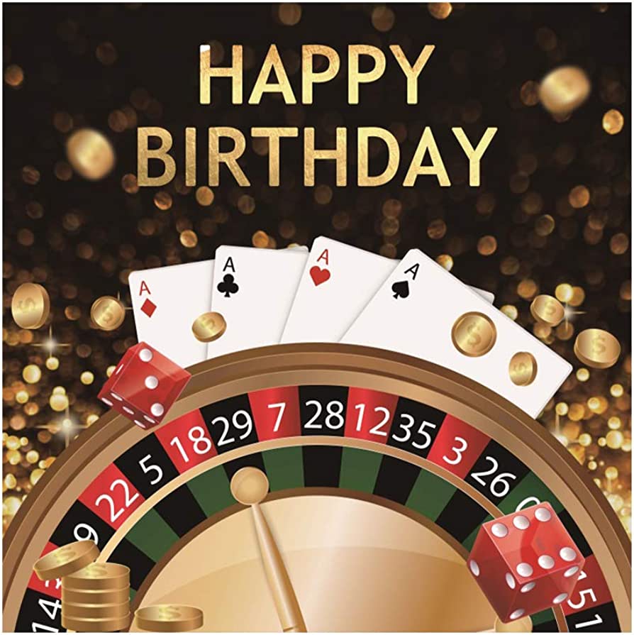 Amazon.com, CSFOTO 8x8ft Happy Birthday Backdrop Poker Dice Casino Theme Birthday Party Background for Photography Adults Birthday Photo Wallpaper