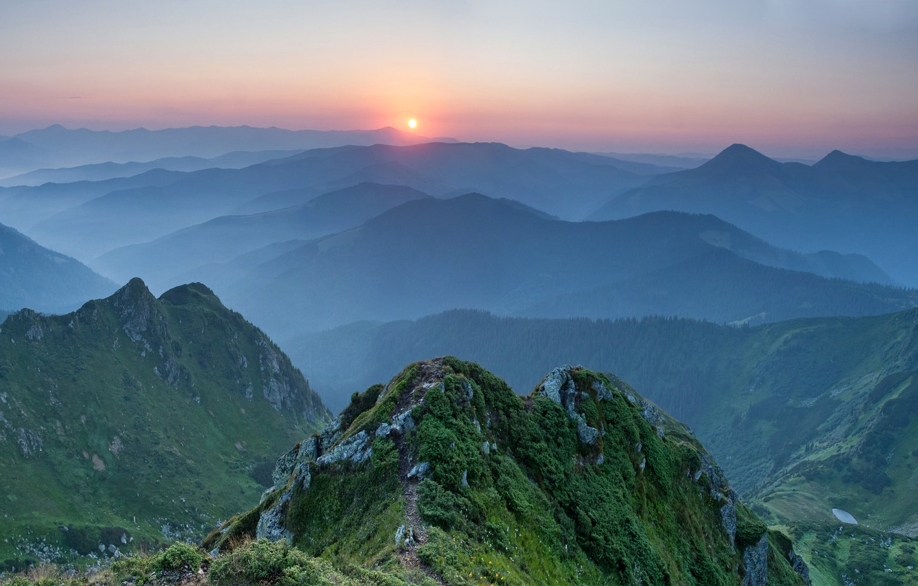 Wallpaper sunset, mountains, Ukraine, Carpathians image for desktop, section пейзажи