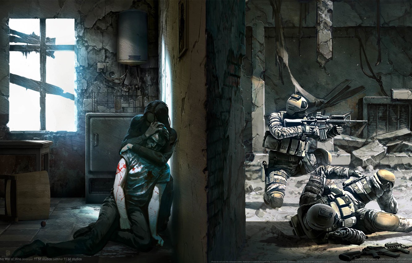 Wallpaper weapons, soldiers, fight, shootout, the basement, game wallpaper, This War of Mine image for desktop, section игры