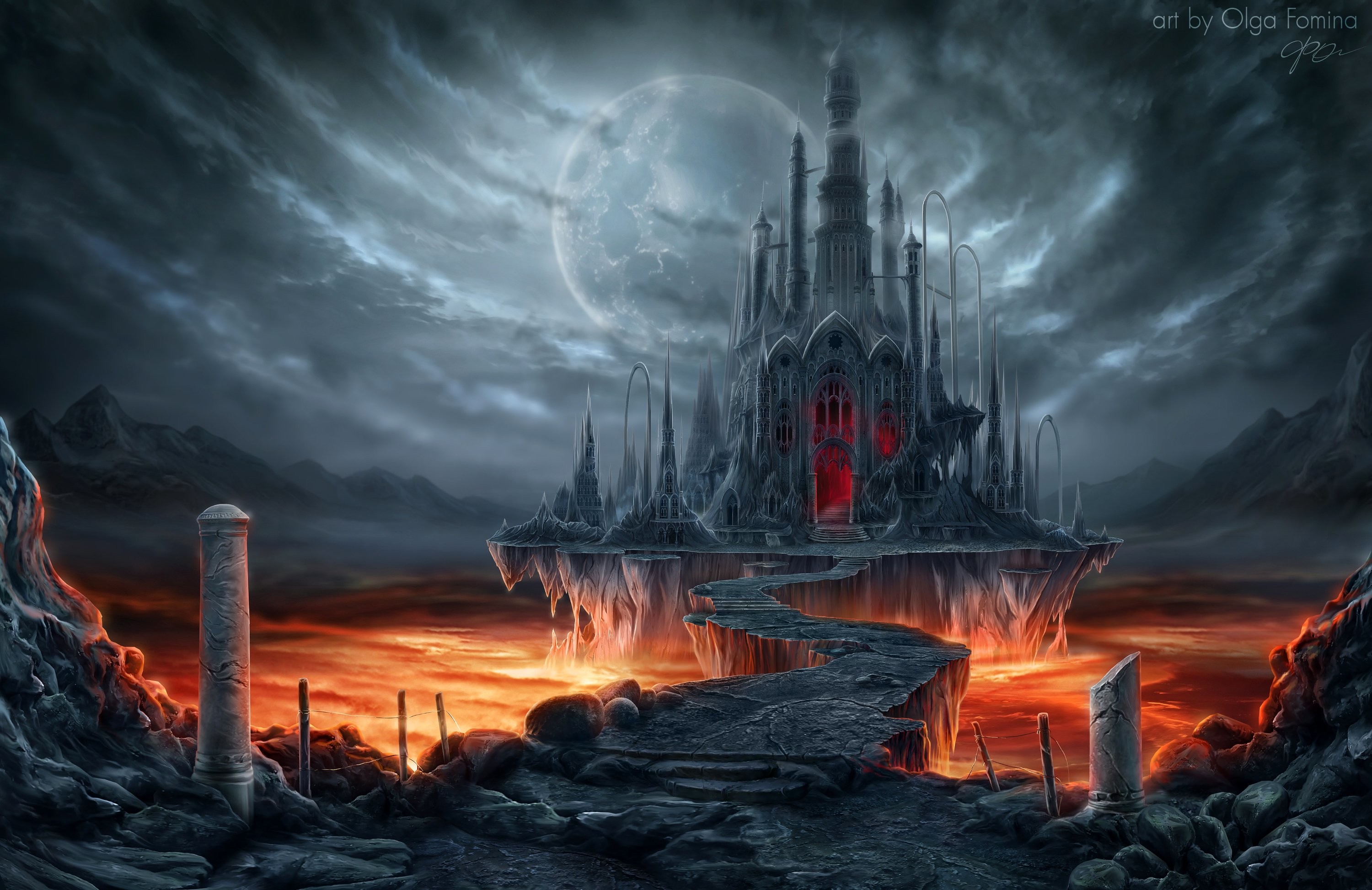 Fantastic World Gothic Castle Moon Fantasy Wallpaper At Dark Wallpaper