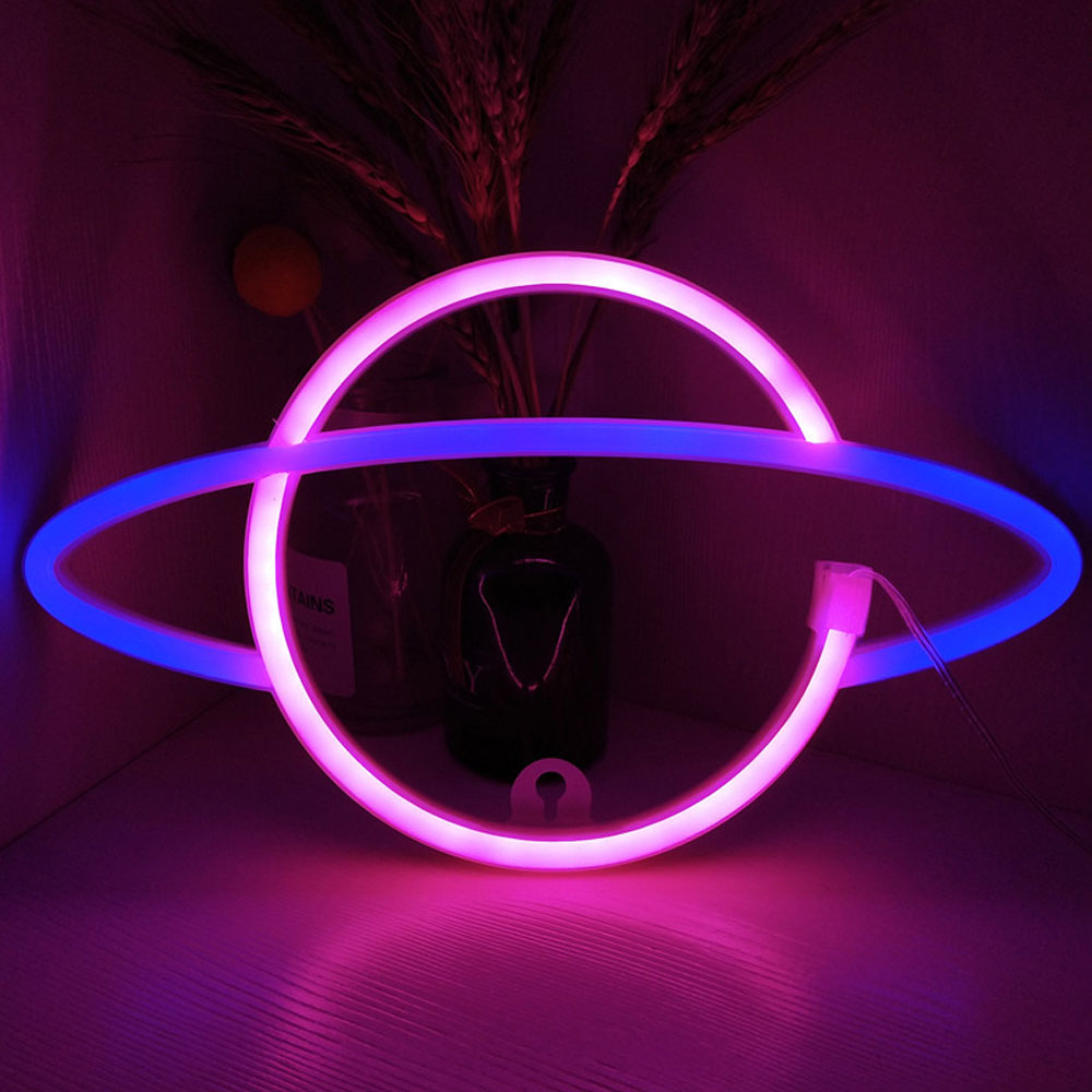 Everso Planet Neon Lamp, LED Neon Signs Lamp Strip Night Light Home Decor Flexible Light for Bedroom Party Wall Decoration