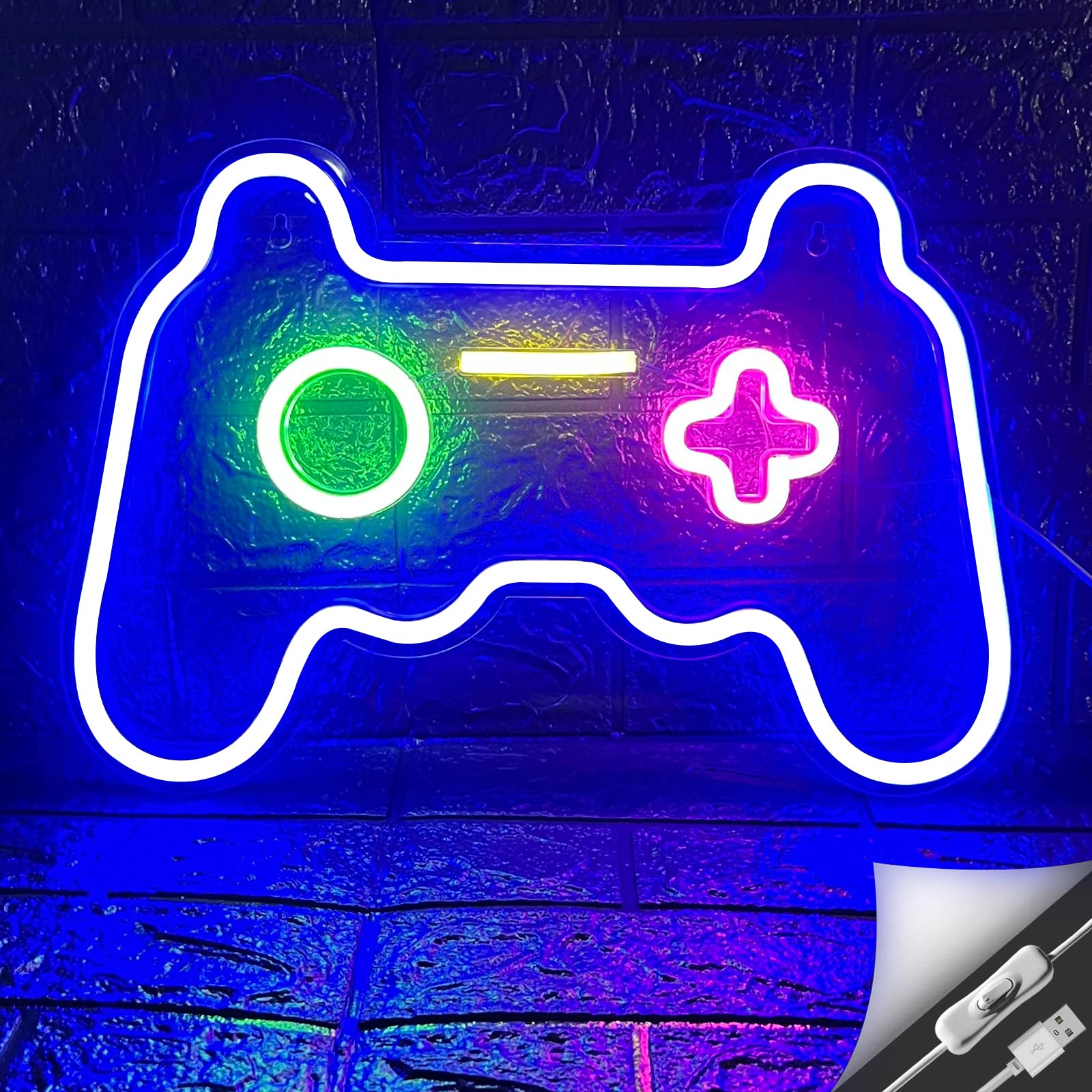 Game Neon Sign Gamepad Shape LED Neon Lights Signs for Wall Decor Gaming Controller LED Neon