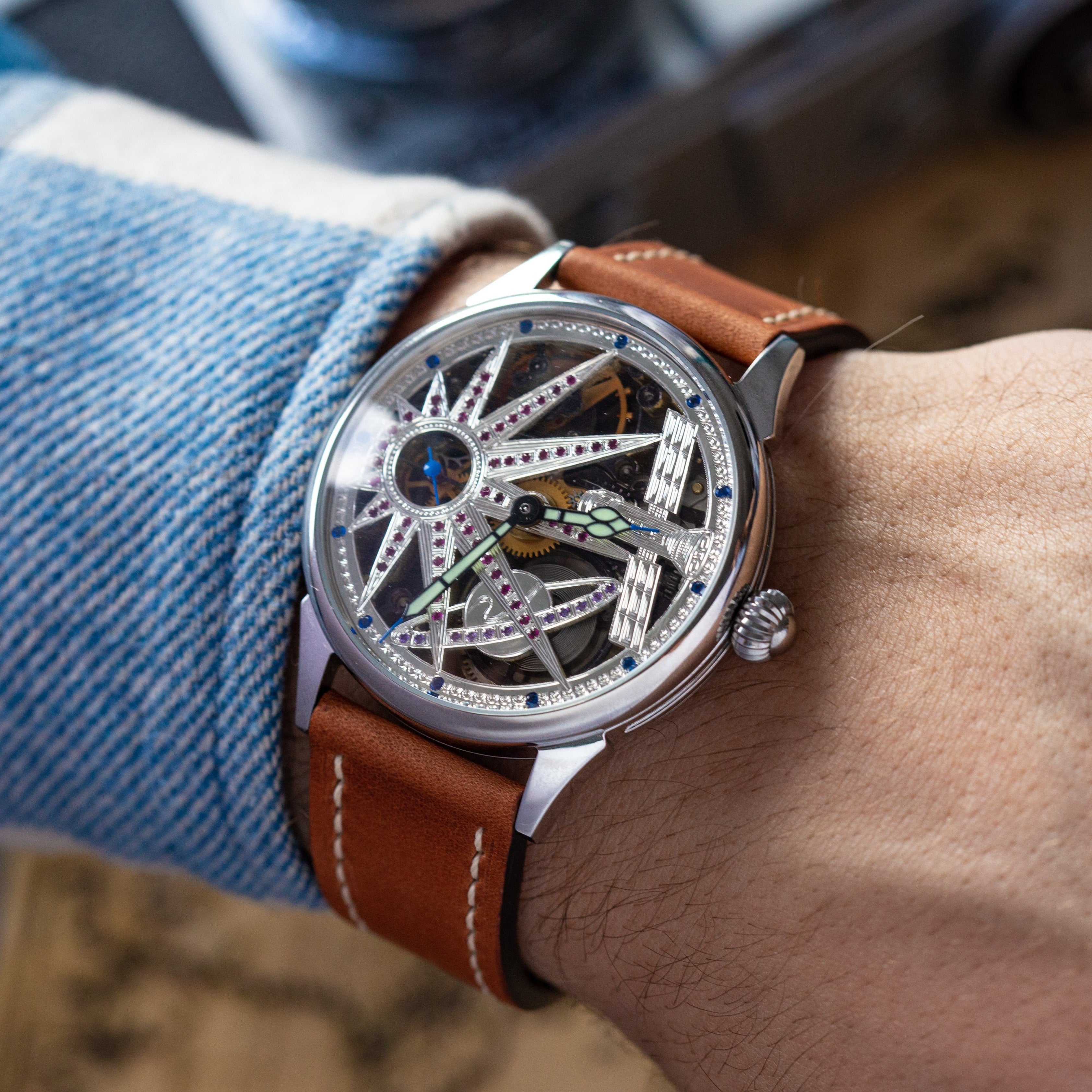 Men's Skeleton Watch Molnija Сustom Watch