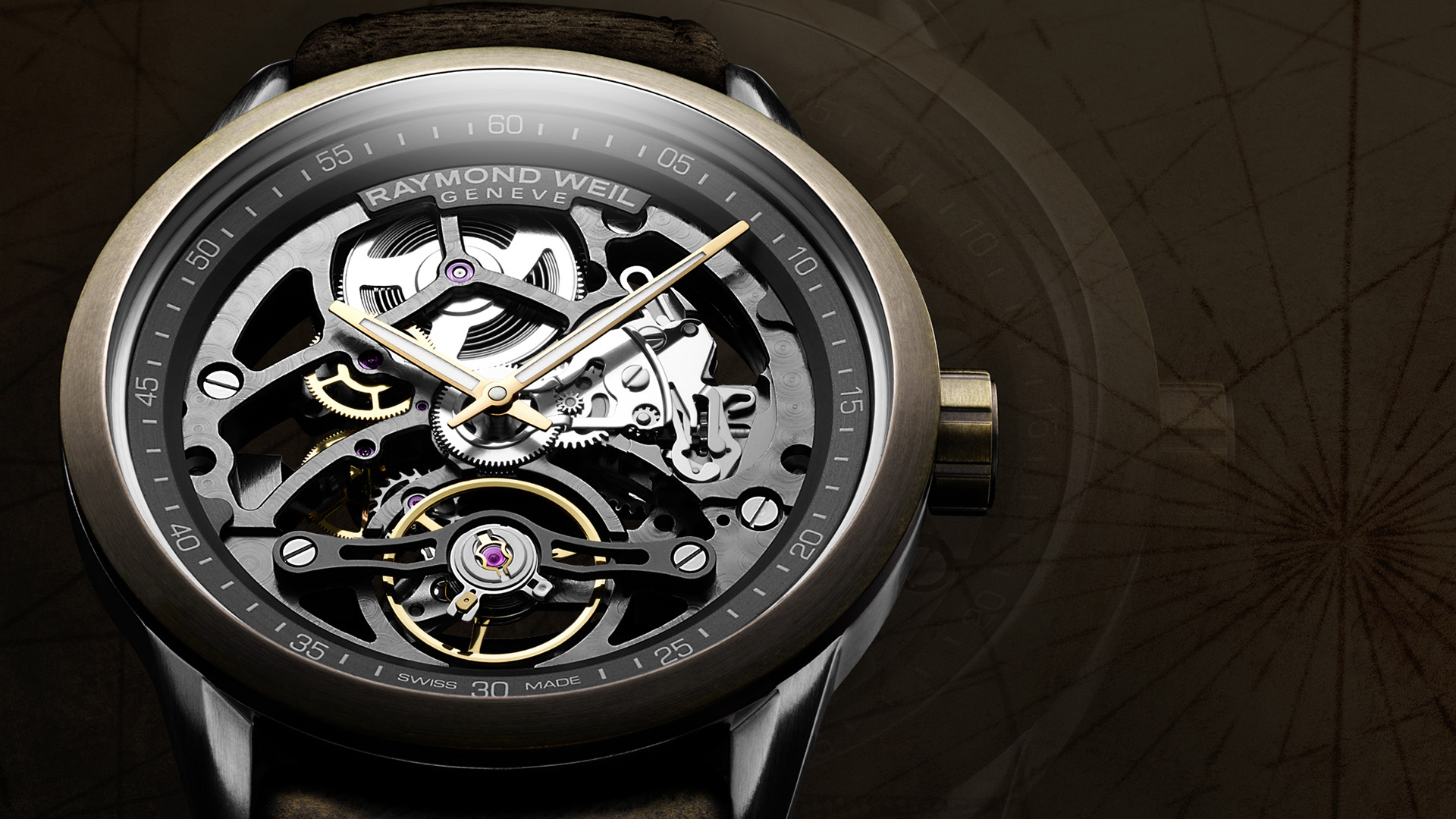 Raymond Weil Debuts Freelancer RW1212 Skeleton Watch In Two Tone Bronze