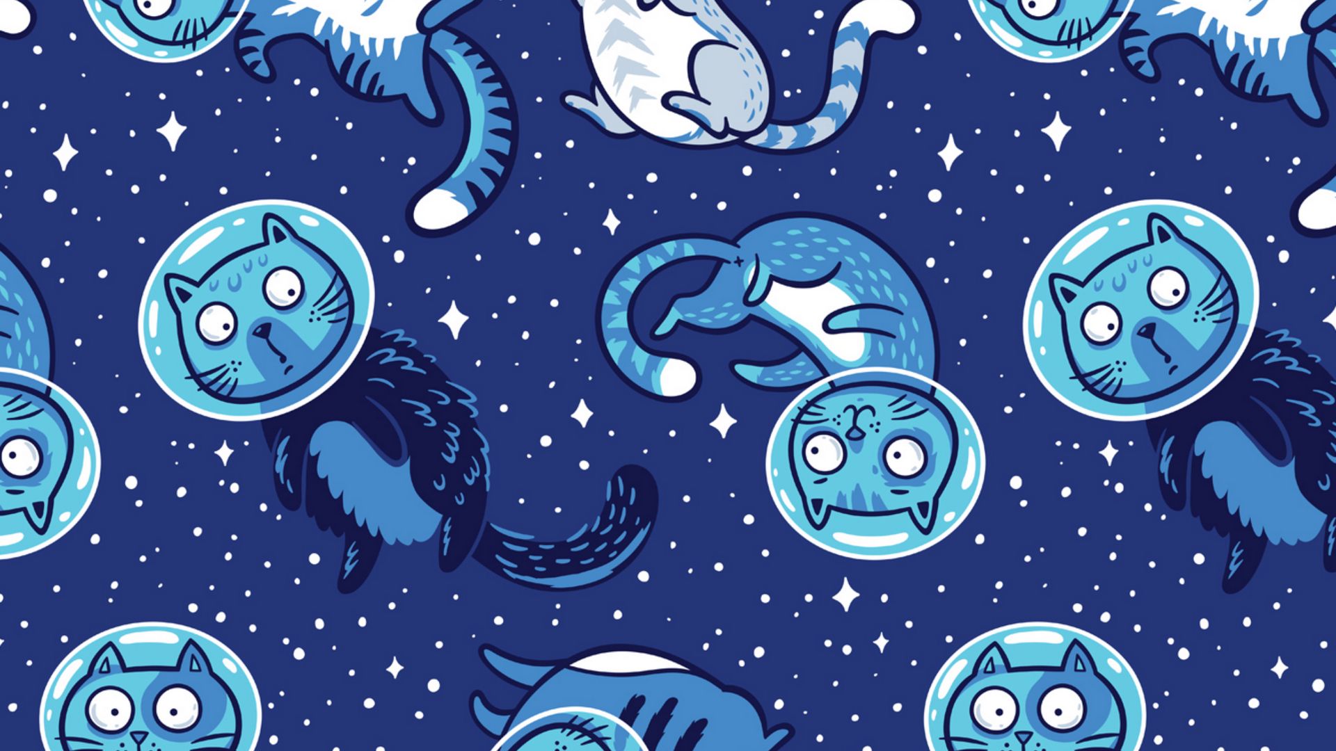 Download wallpaper 1920x1080 cats, astronauts, space suit, pattern full hd, hdtv, fhd, 1080p HD background