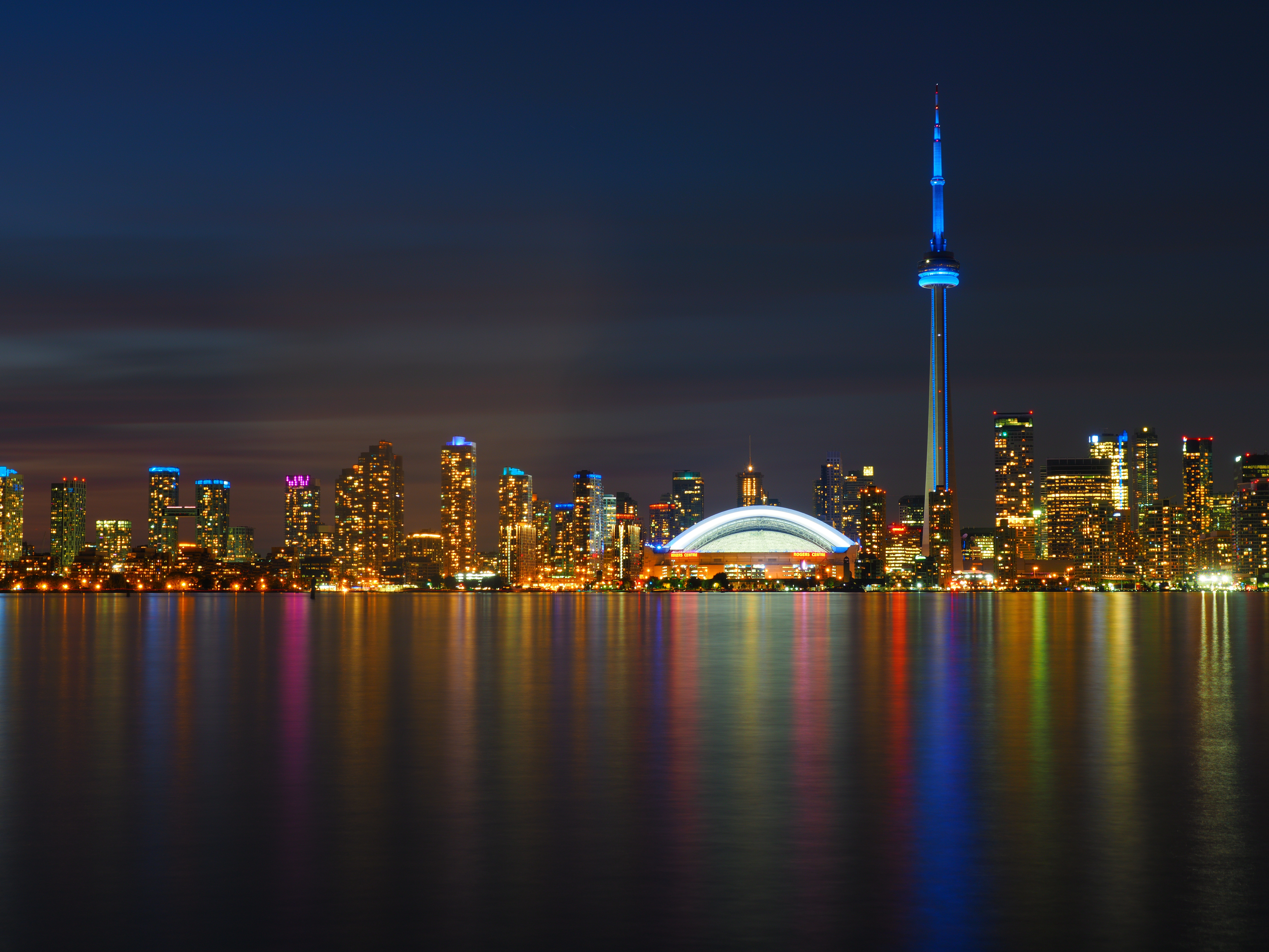 Wallpaper, Toronto, skyscrapers, night, panorama 7296x5472