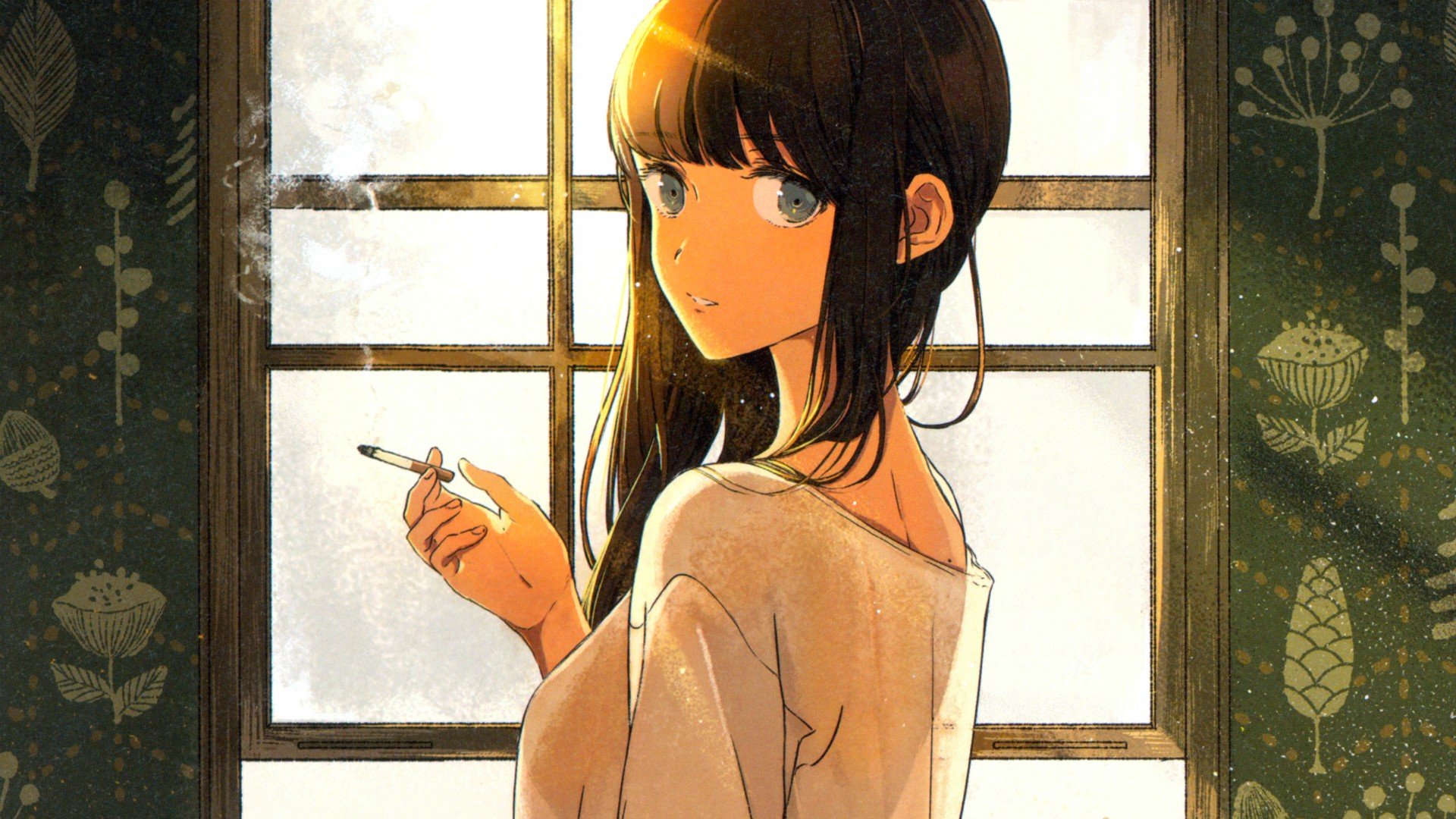 1920x1080 solo anime girls looking at viever smoke cigarettes wallpaper JPG 417 kB Gallery HD Wallpaper